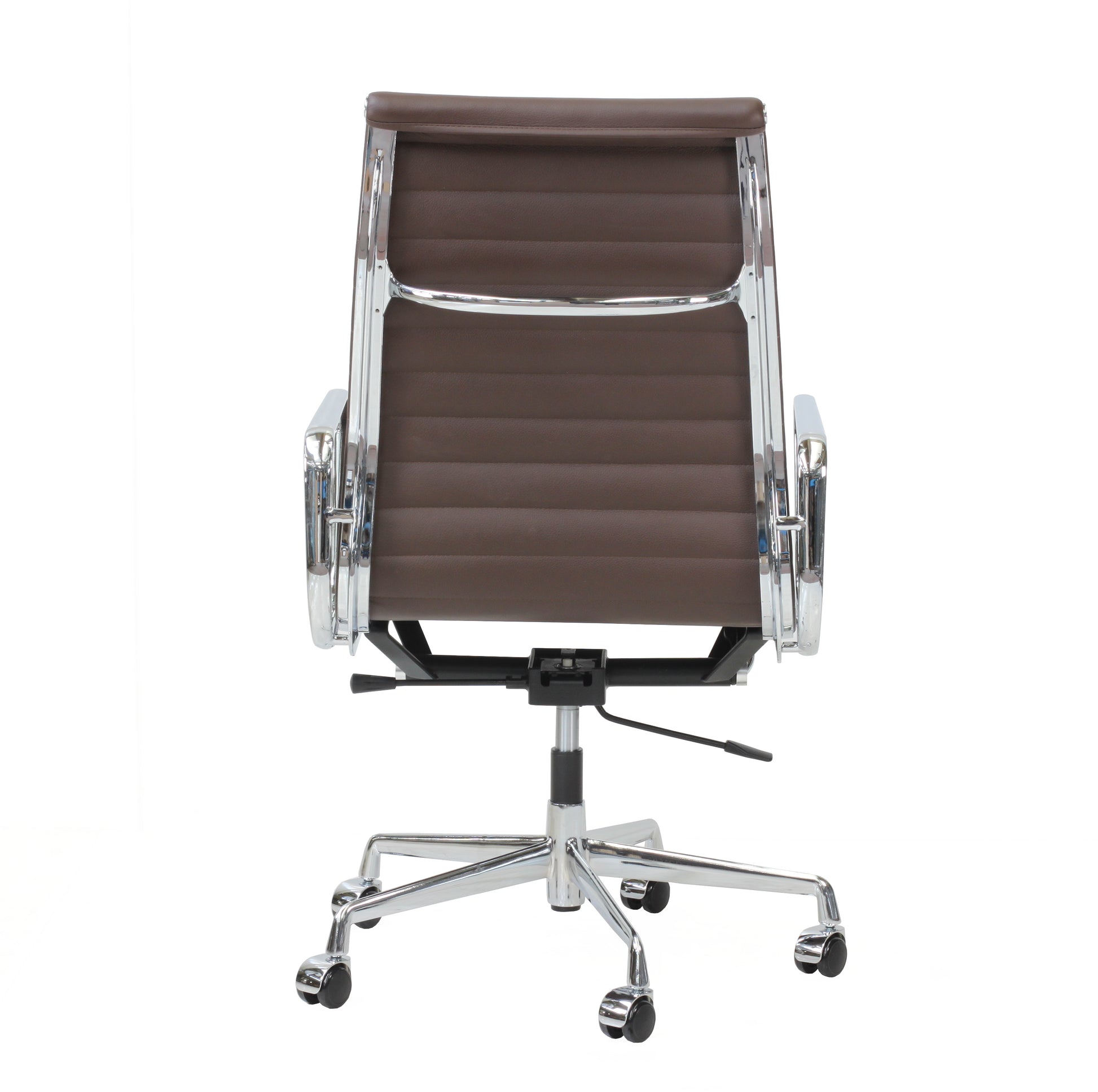 High-backrest chair aluminium style | Chocolate Leather | Back