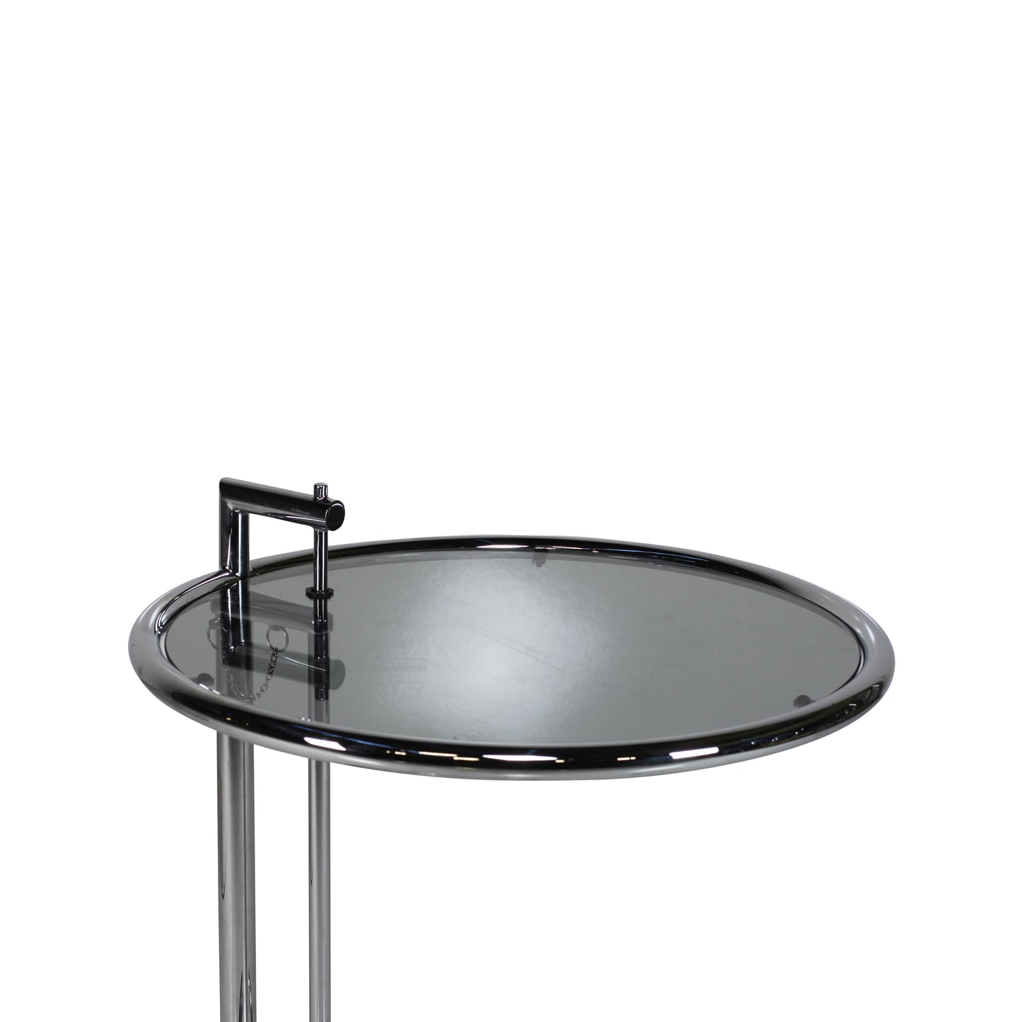 Adjustable table style | Chrome smoke glass | Side