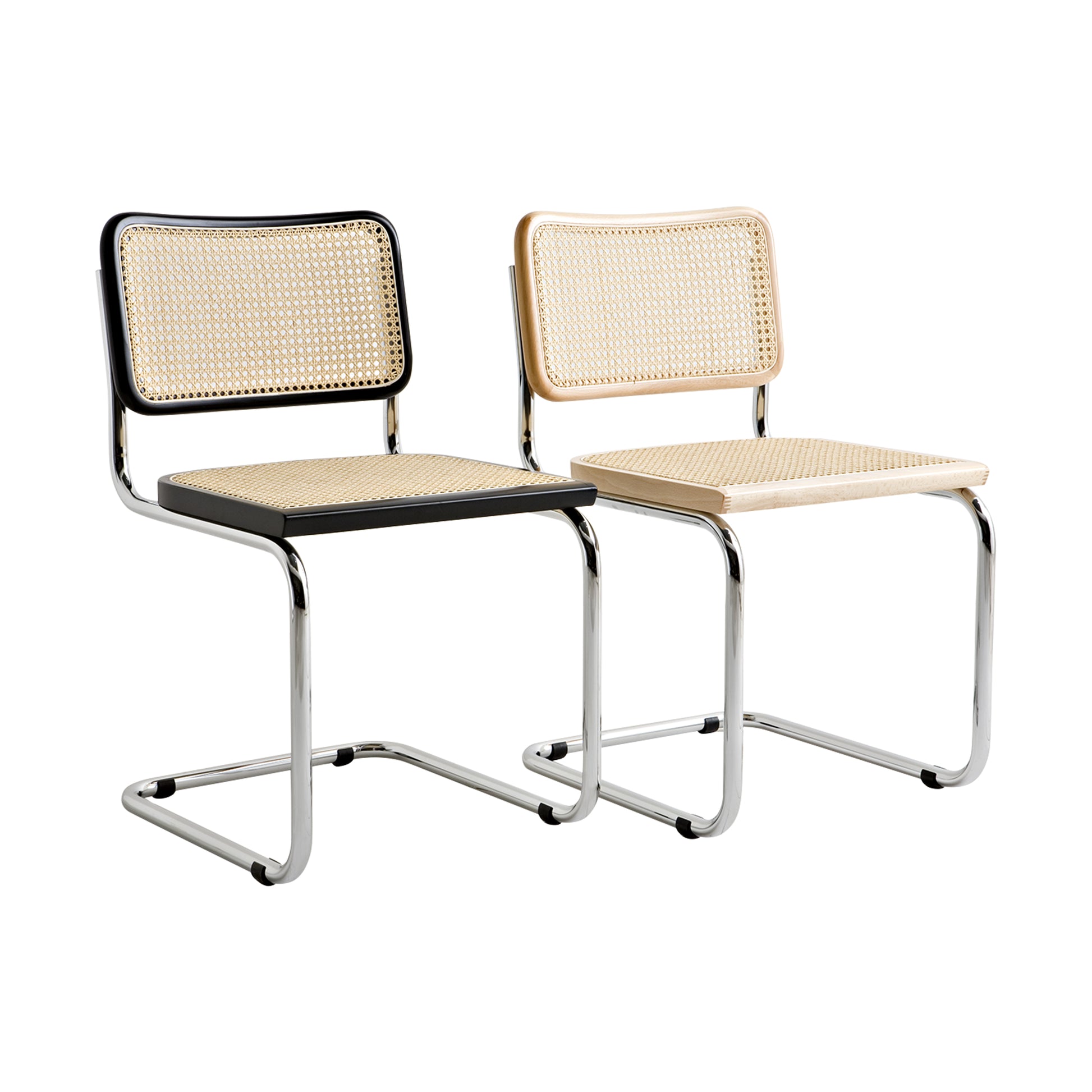 Chair cesca style |  White lacquered wood | Black lacquered wood