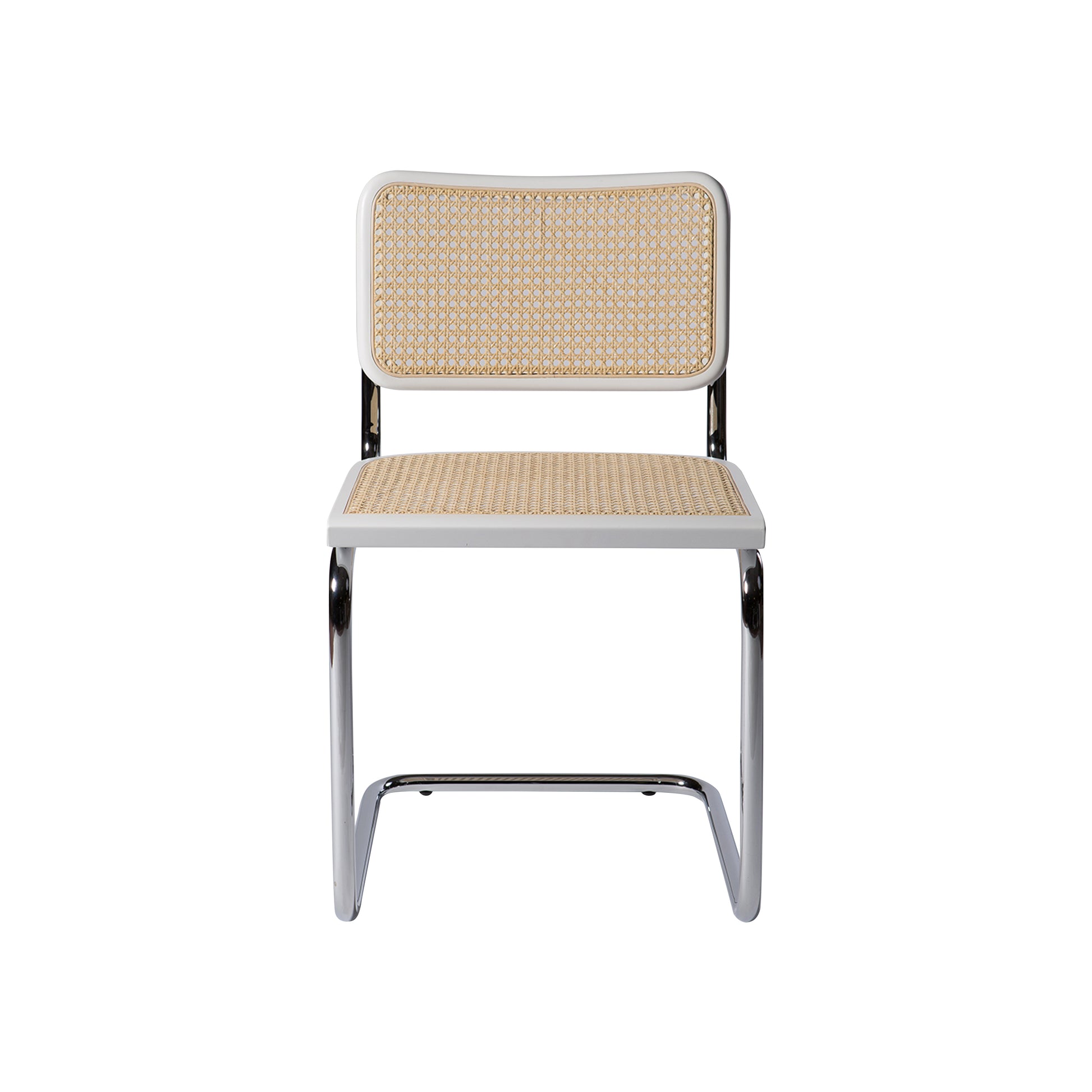 Chair cesca style |  White lacquered wood | Front