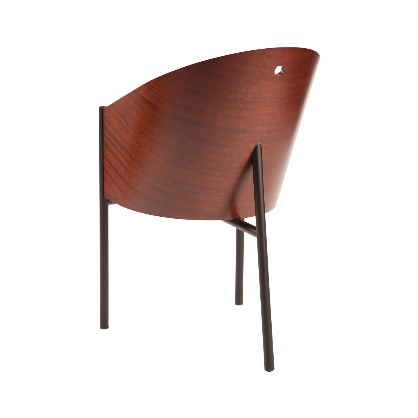 Chair costes style | Mahogany veneered | Black  Leather | Back