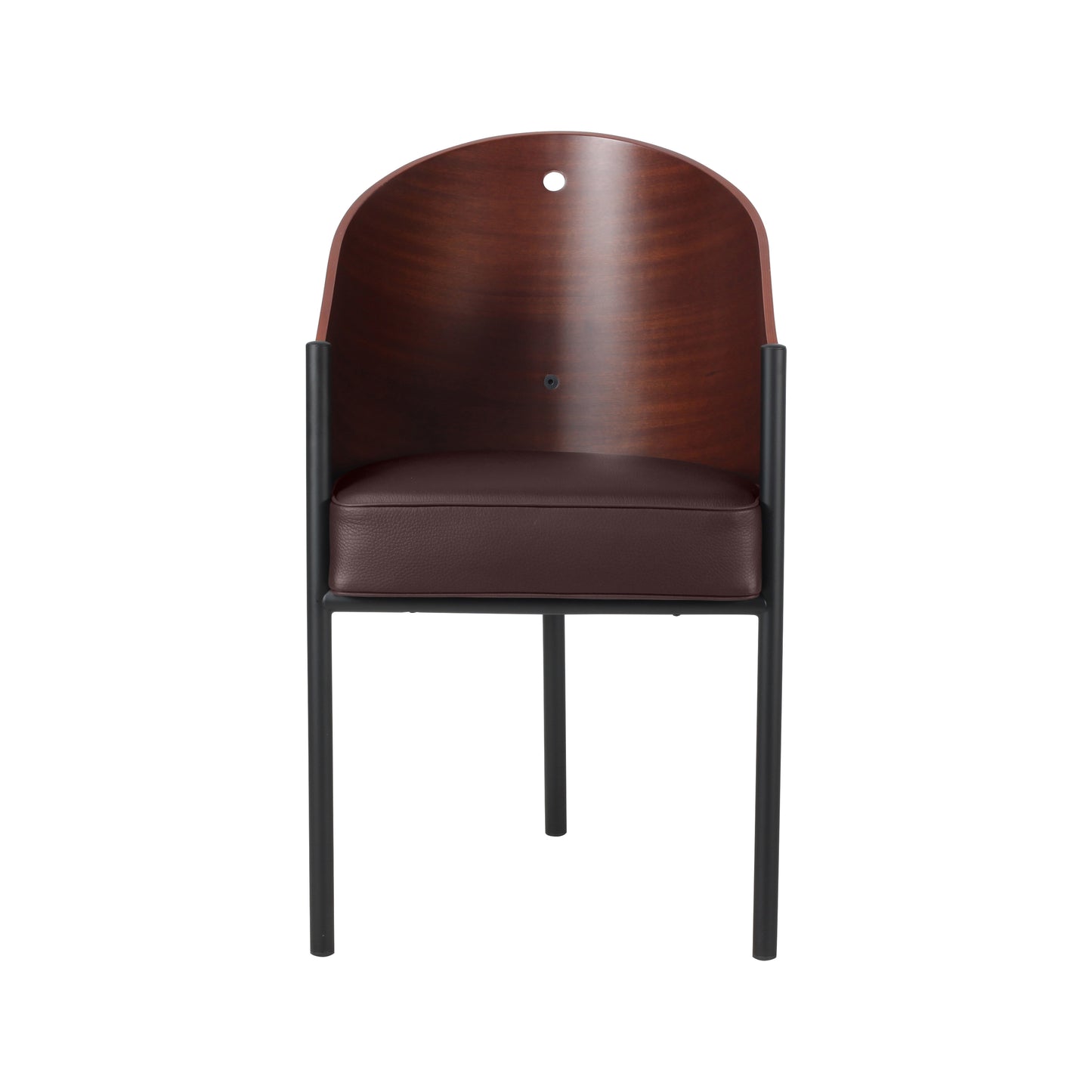 Chair costes style | Mahogany veneered | Chocolate Leather | Front