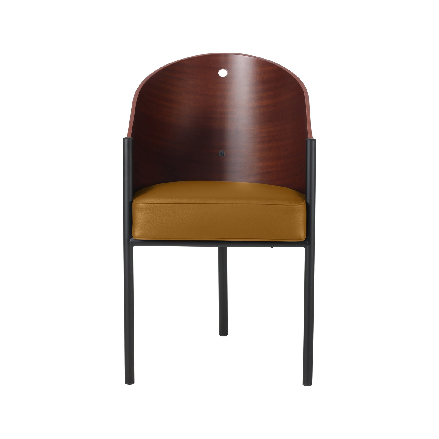 Chair costes style | Mahogany veneered | Cognac Leather | Front