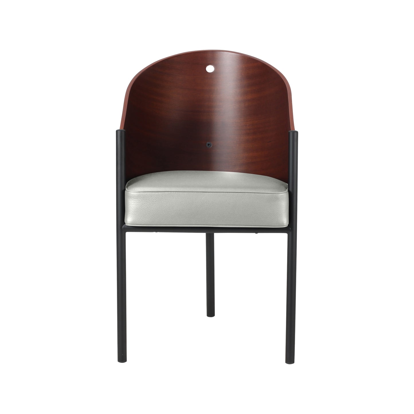 Chair costes style | Mahogany veneered | Milk Leather | Front