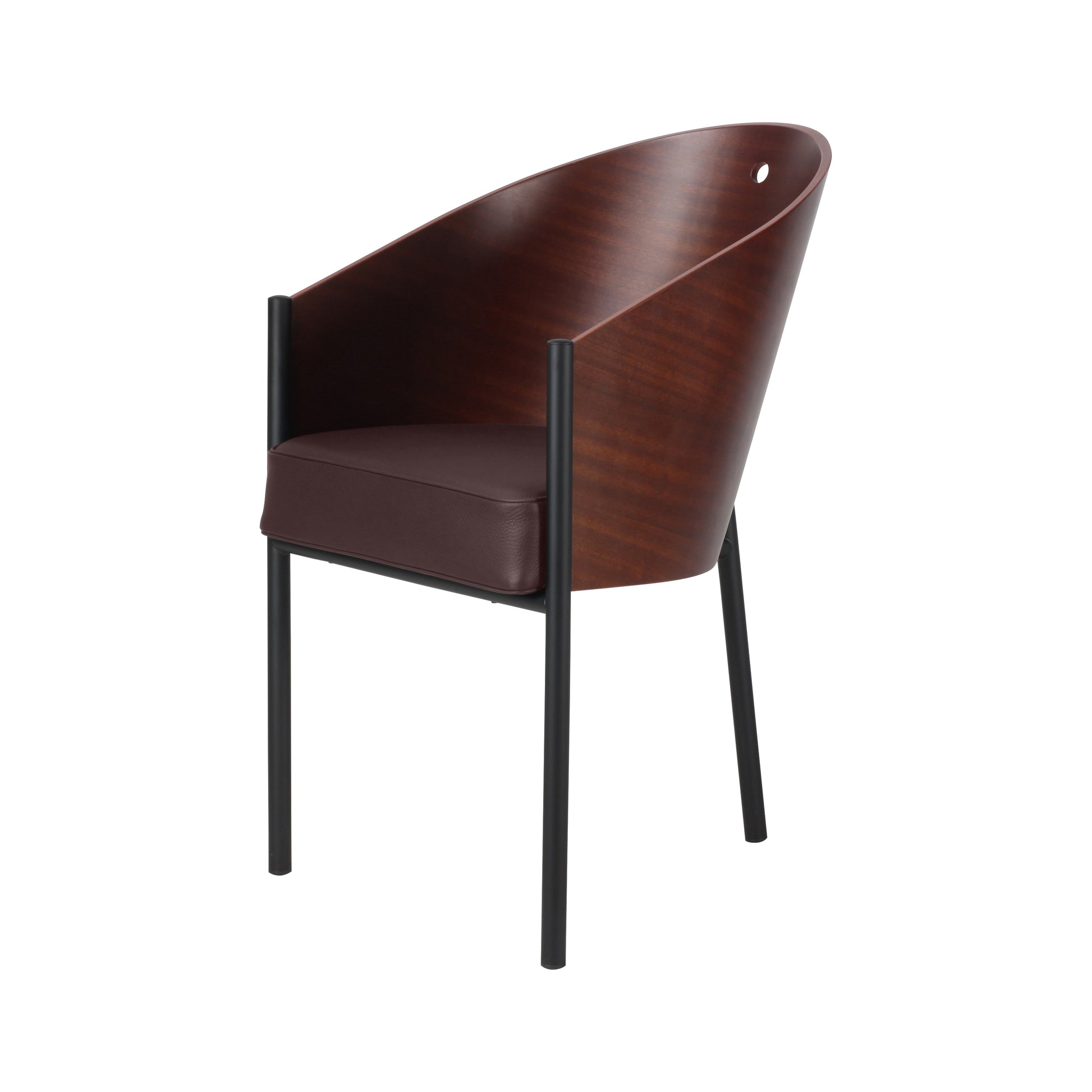 Chair costes style | Mahogany veneered | Chocolate Leather | Side