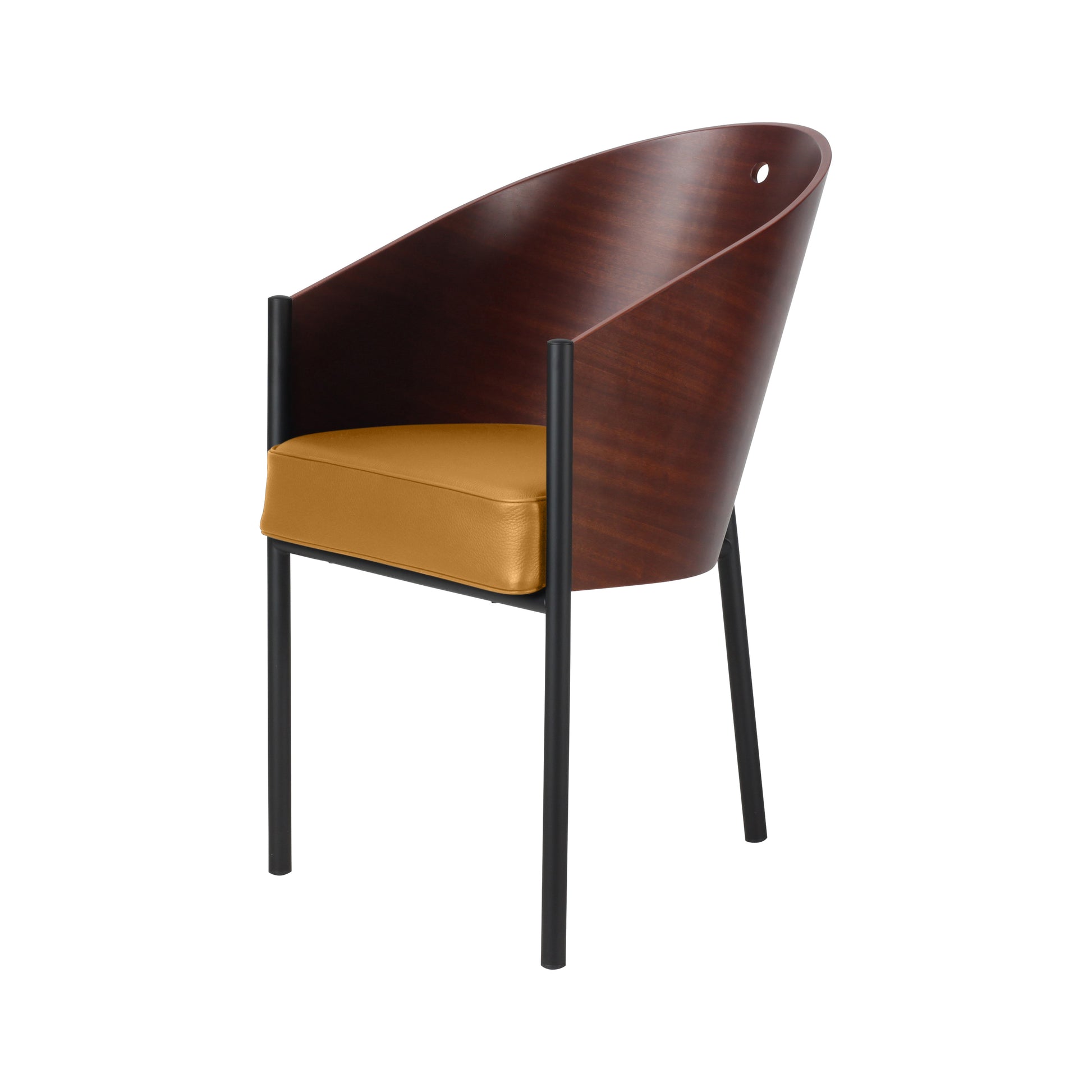 Chair costes style | Mahogany veneered | Cognac Leather | Side