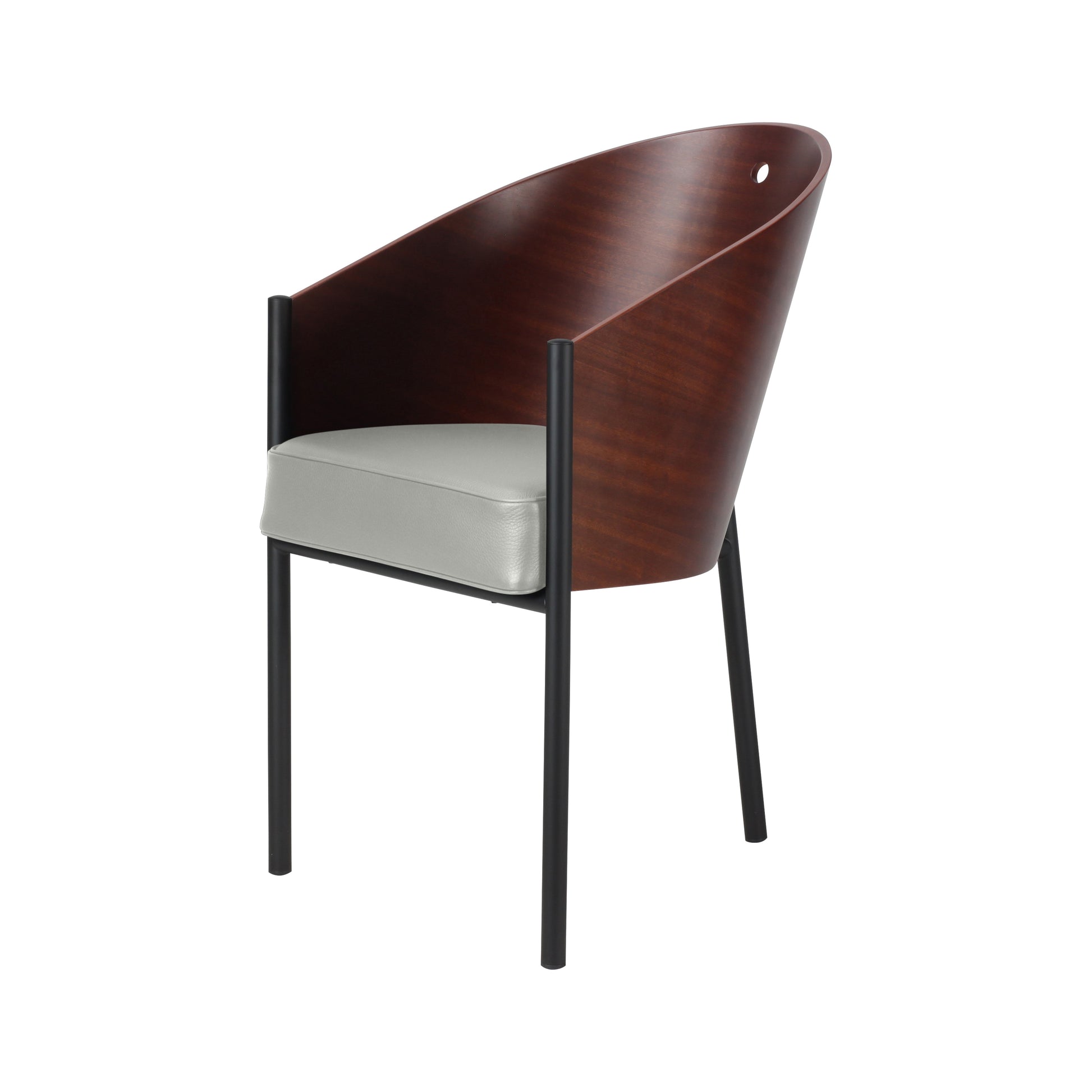 Chair costes style | Mahogany veneered | Milk Leather | Side