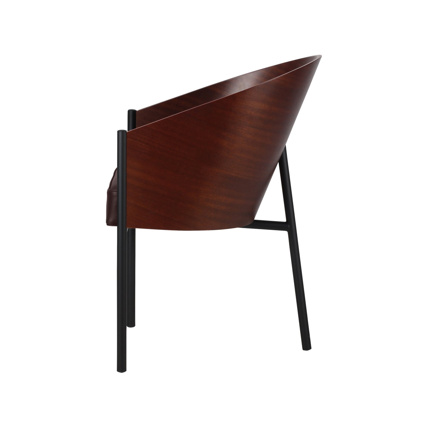 Chair costes style | Mahogany veneered | Chocolate Leather | Side
