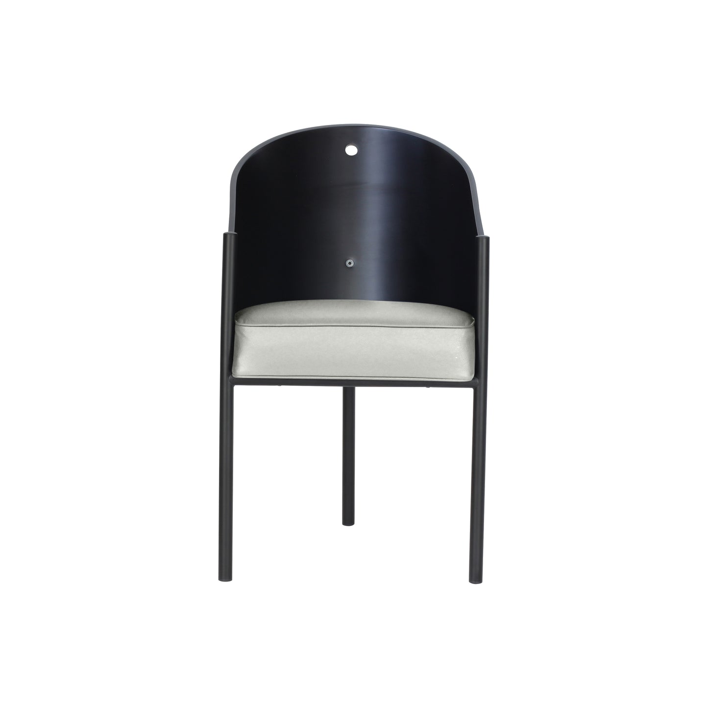 Chair costes style | Lacquered black | Milk Leather | Front 