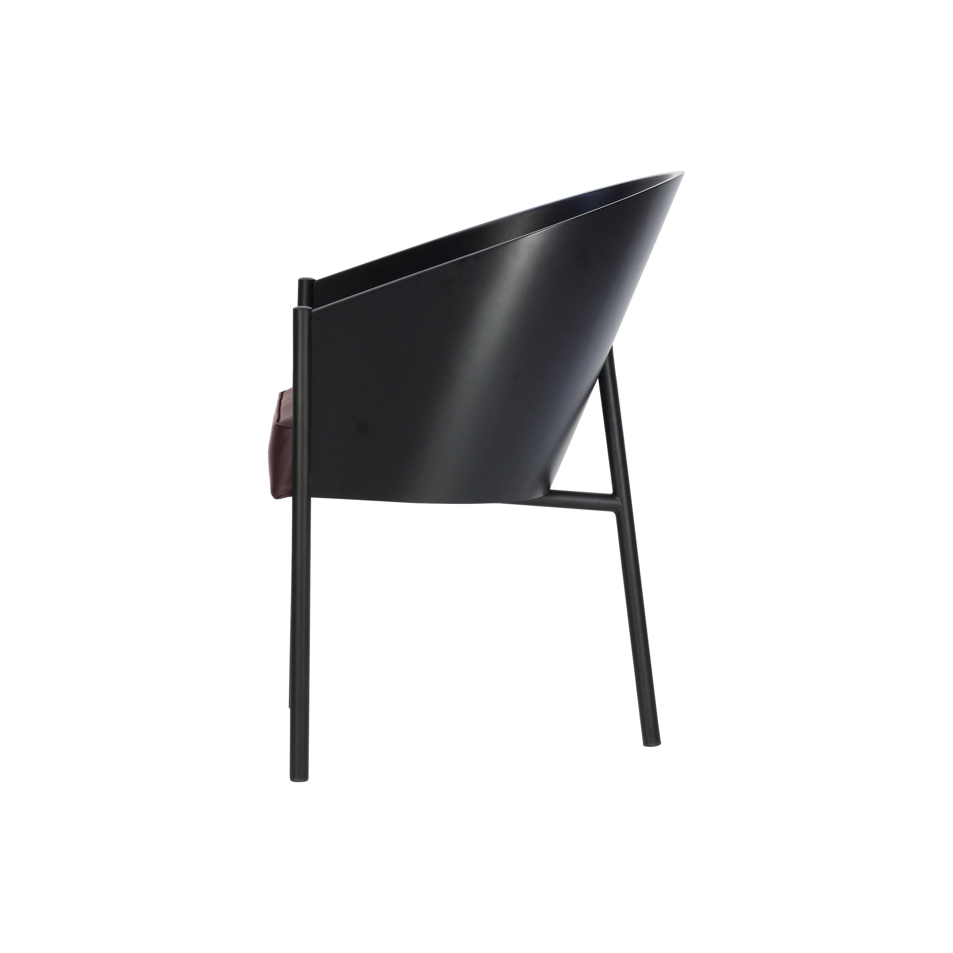  Chair costes style | Lacquered black | Chocolate Leather | Side