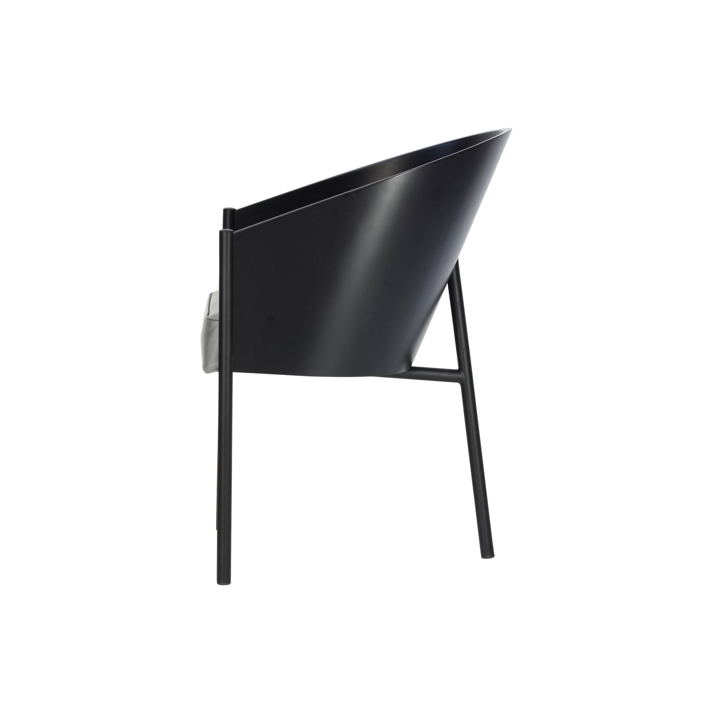 Chair costes style | Lacquered black | Milk Leather | Side