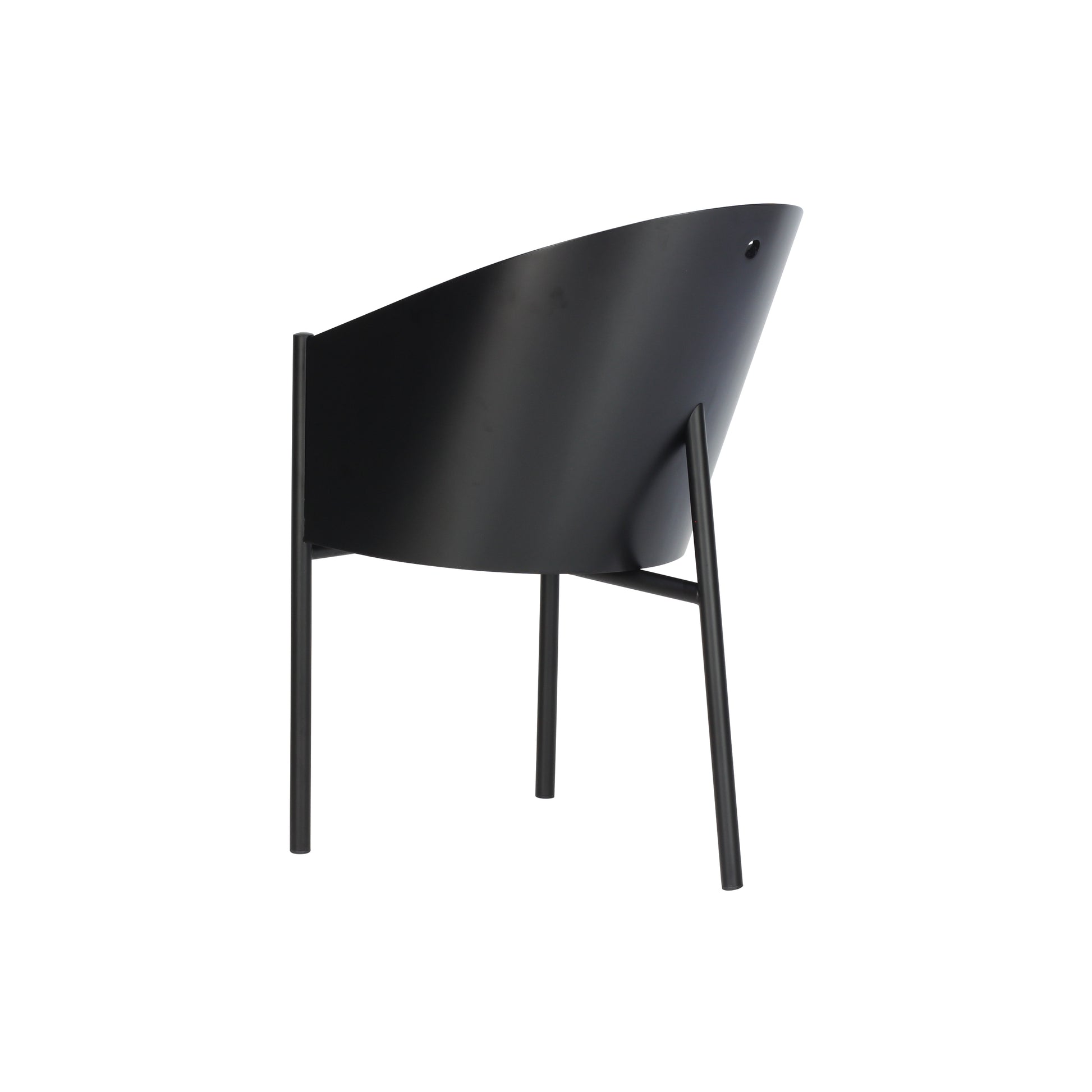 Chair costes style | Lacquered black | Black  Leather | Back