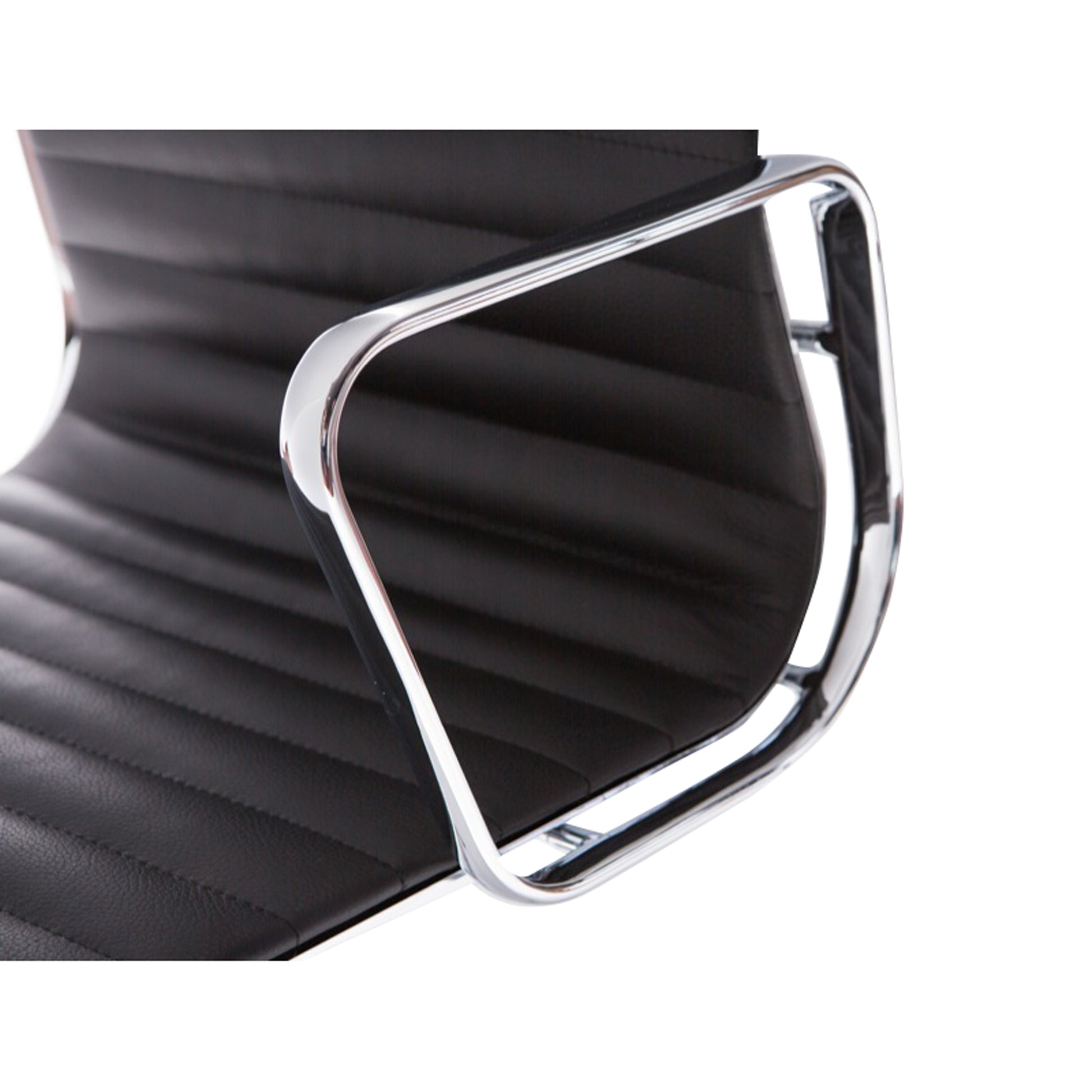 High-backrest chair aluminium style | Black Leather |  Detail