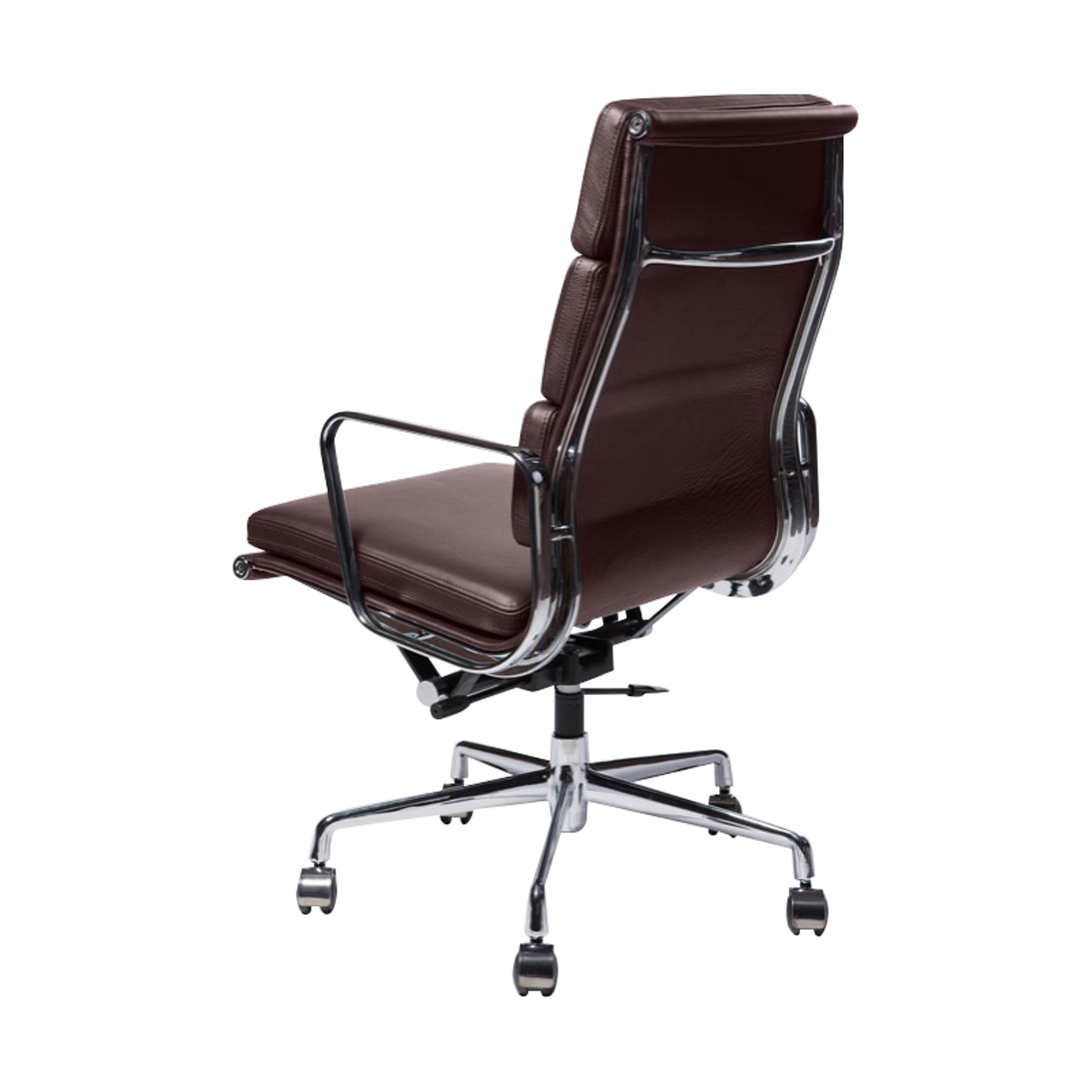 Soft pad chair aluminium style |  Chocolate Leather | Back