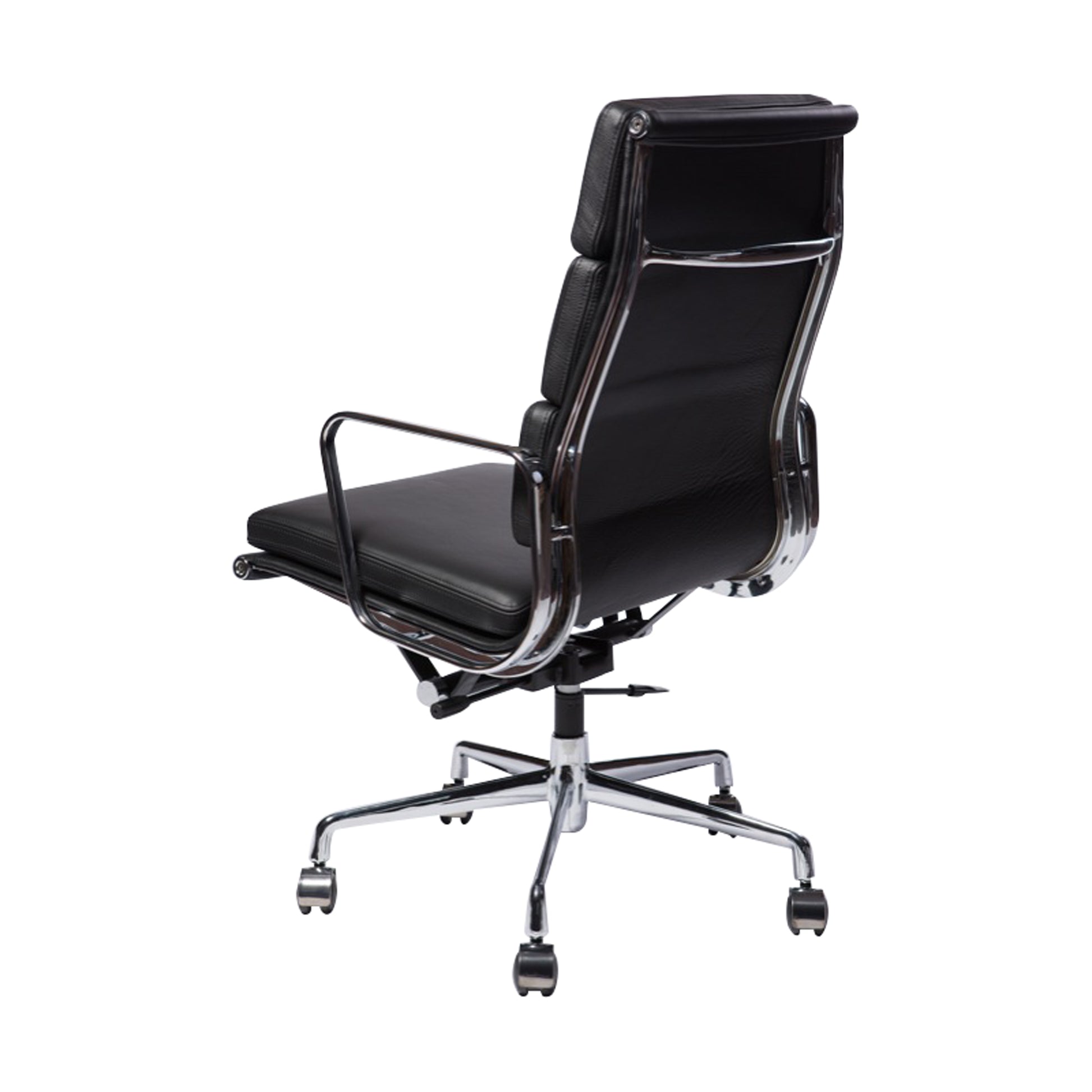 Soft pad chair aluminium style | Black Leather | Back