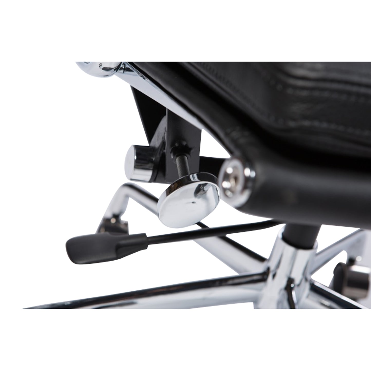Soft pad chair aluminium style | Black Leather | Detail