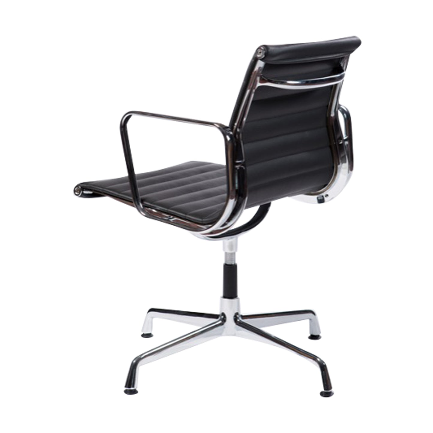 Chair without wheels aluminium style | Black Leather | Back