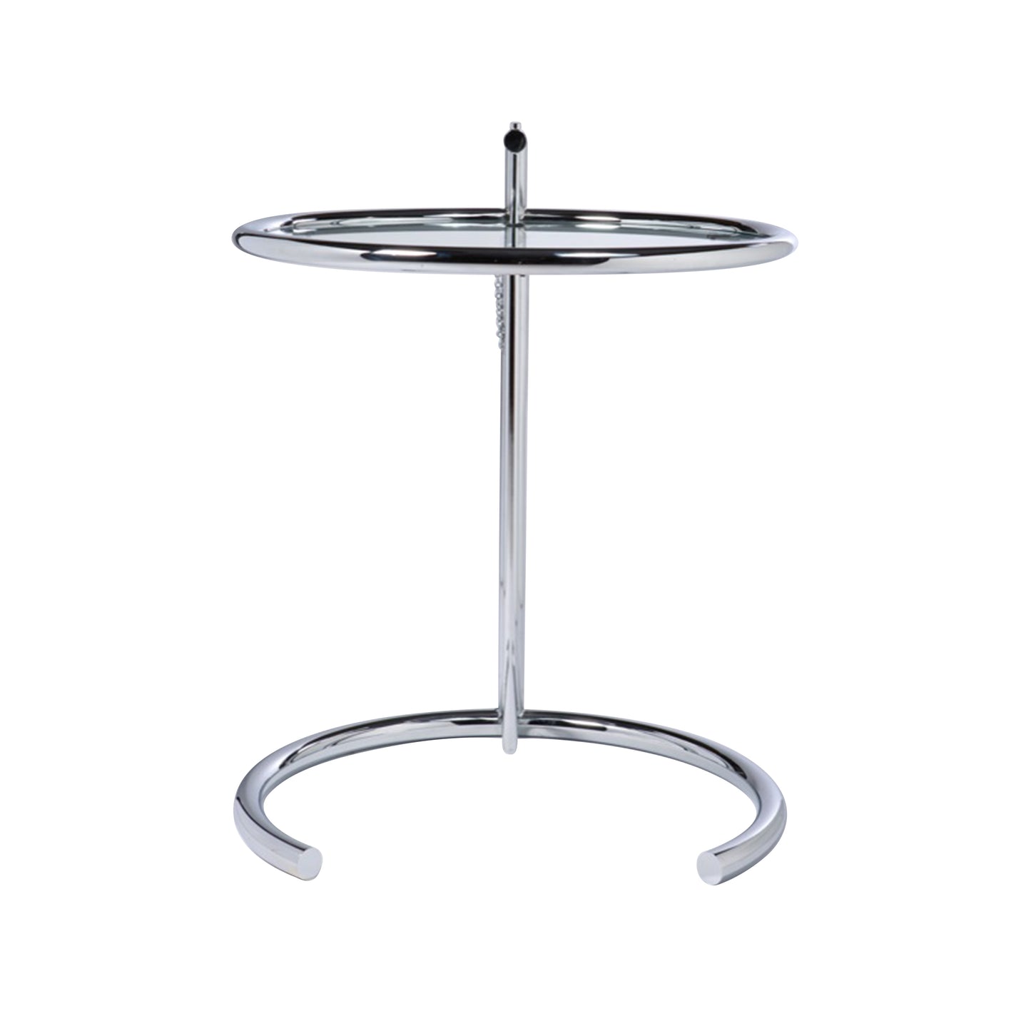 Adjustable table style | Chrome transparent glass | Front