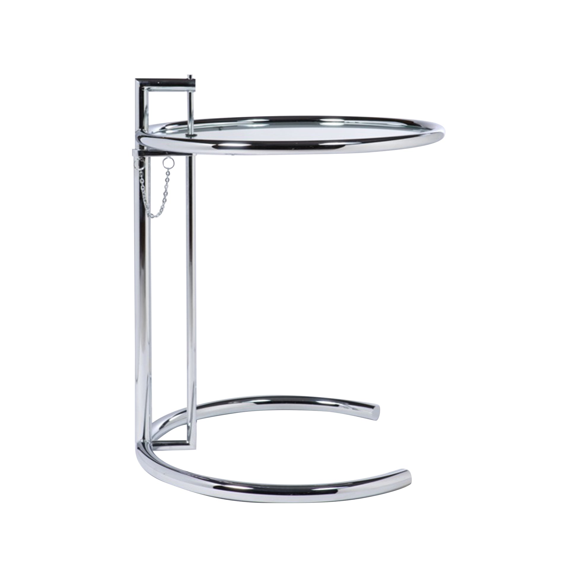 Adjustable table style | Chrome transparent glass | Side