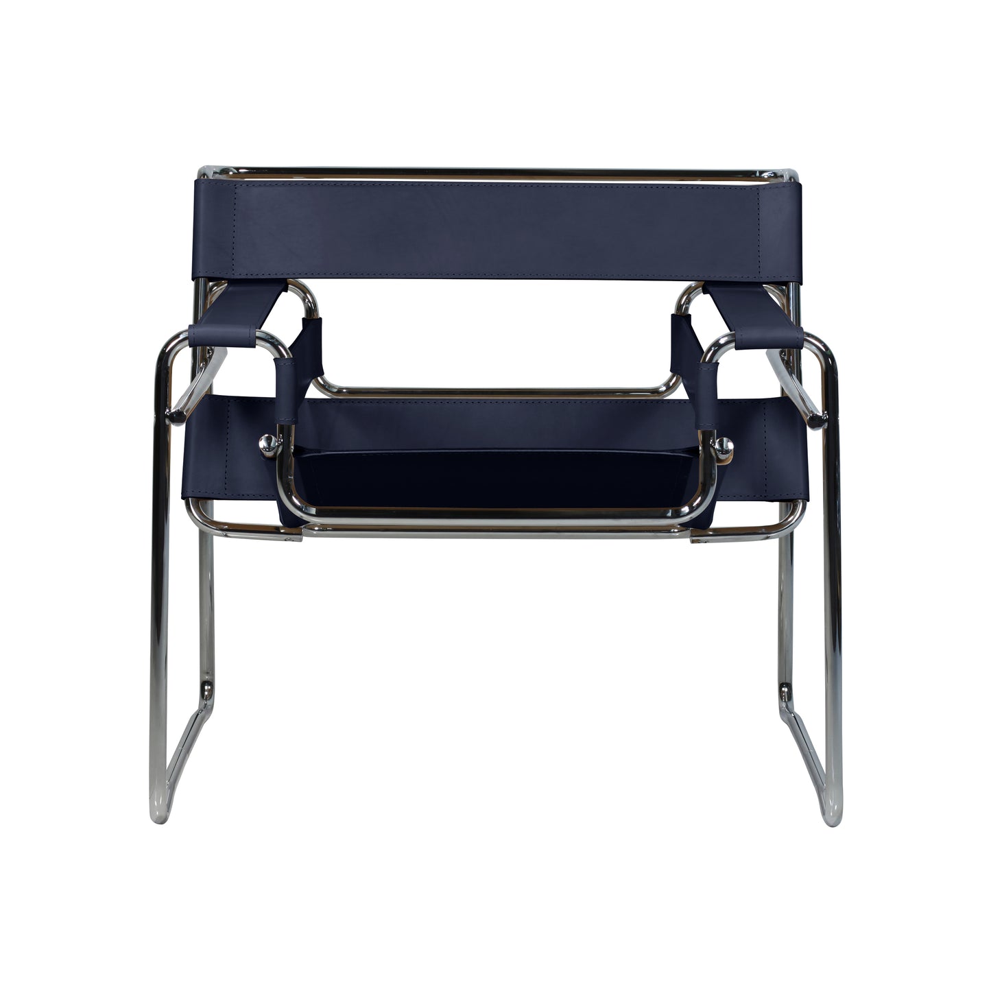 Chair wassily style | Blu Leather | Front