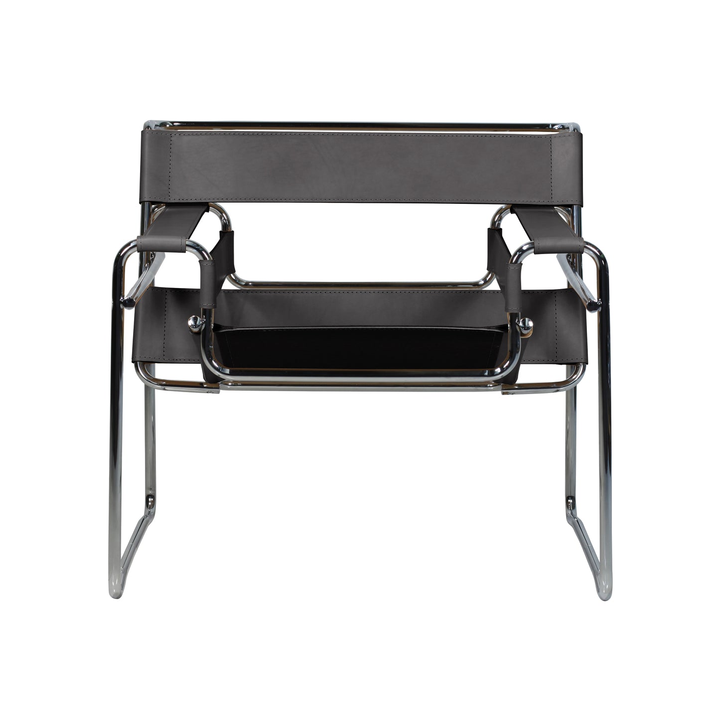 Chair wassily style | Grey Leather | Front