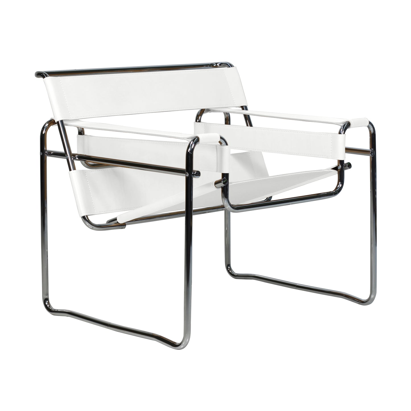  Chair wassily style | White  Leather | Side