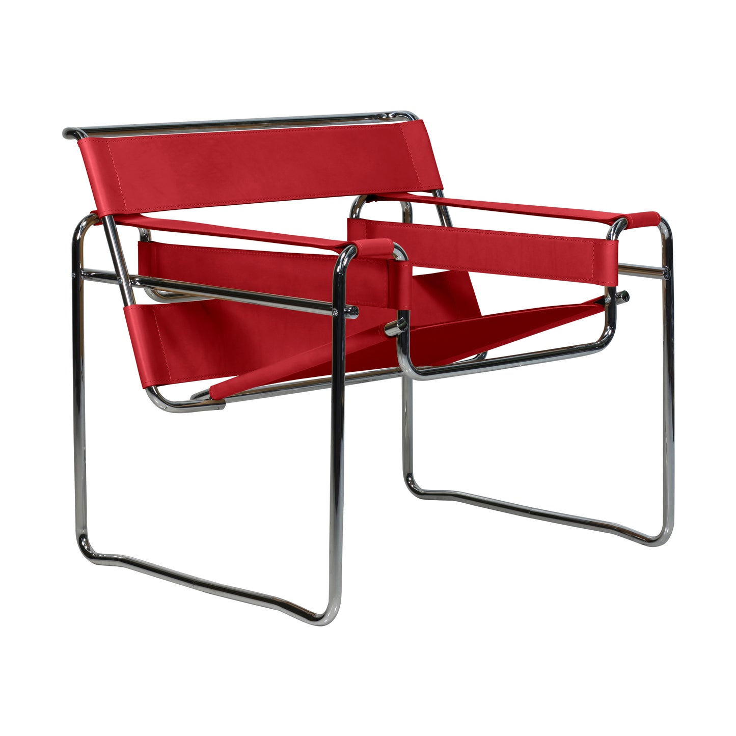 Chair wassily style | Red Leather | Side