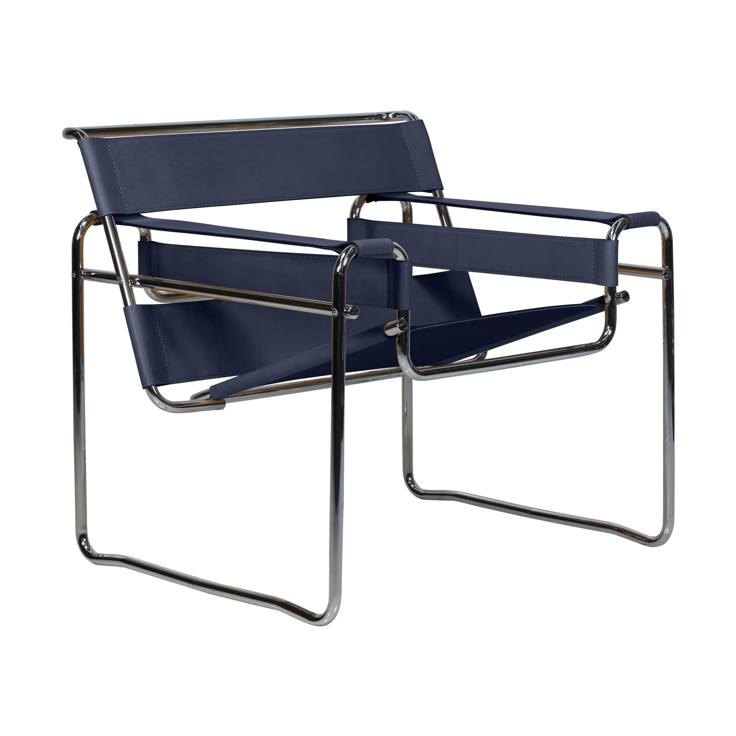 Chair wassily style | Blu Leather | Side