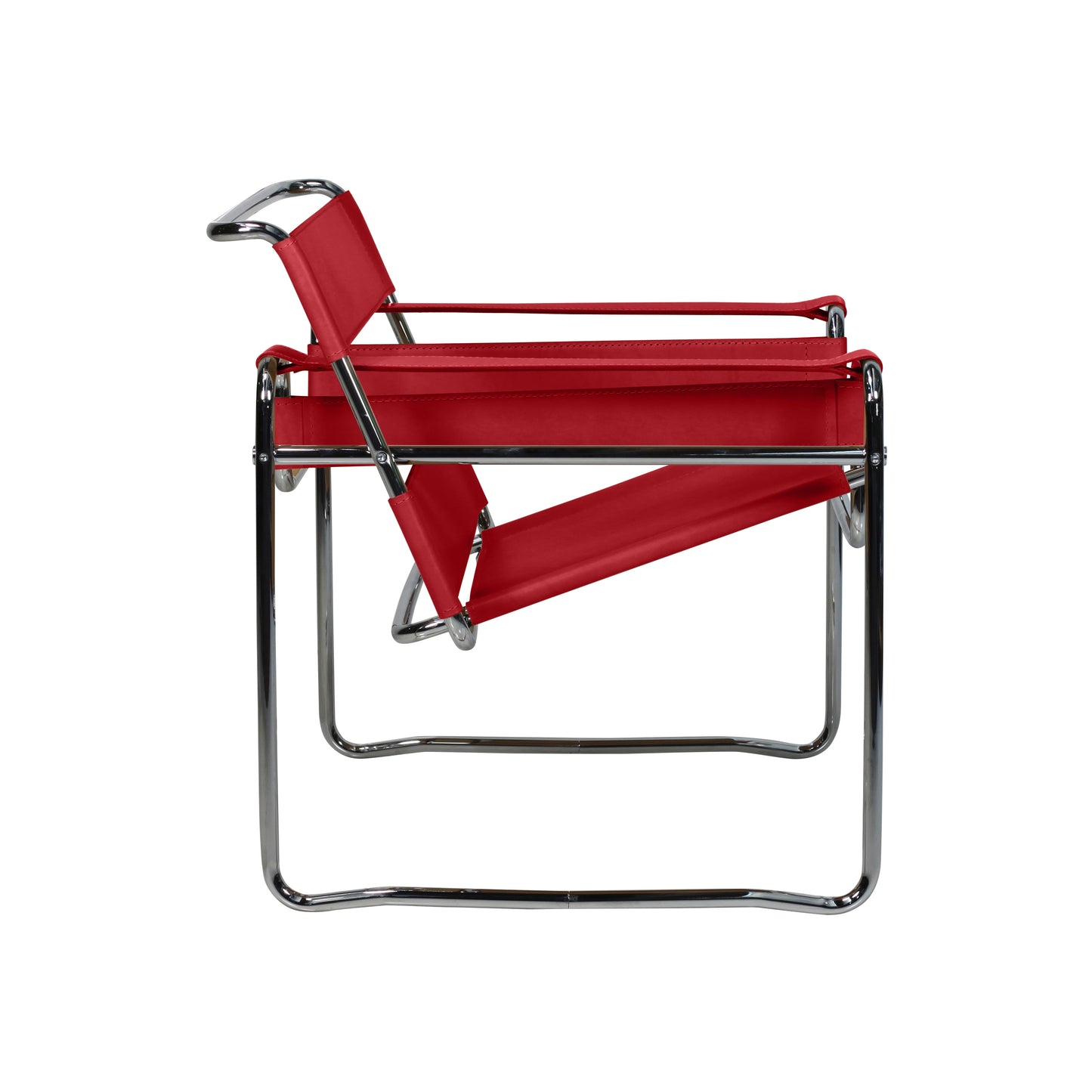 Chair wassily style | Red Leather | Side