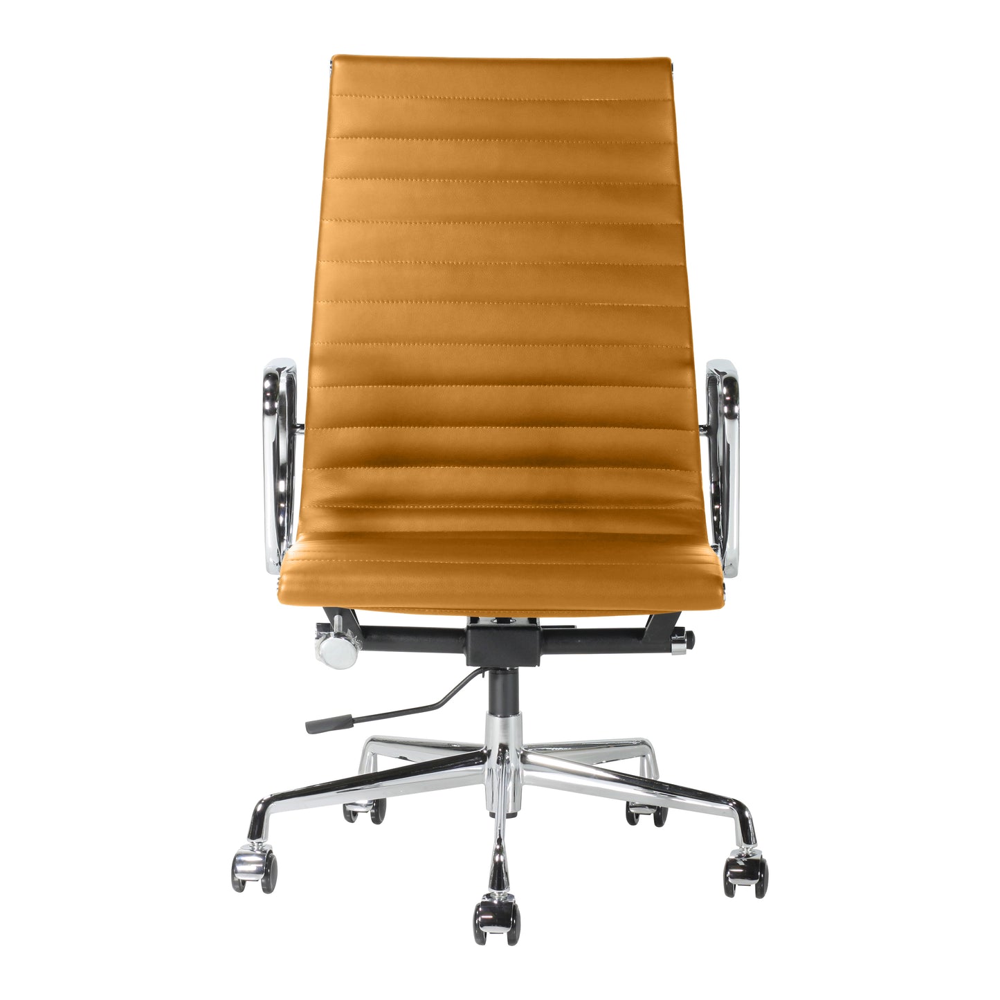 High-backrest chair aluminium style | Cognac Leather | Front