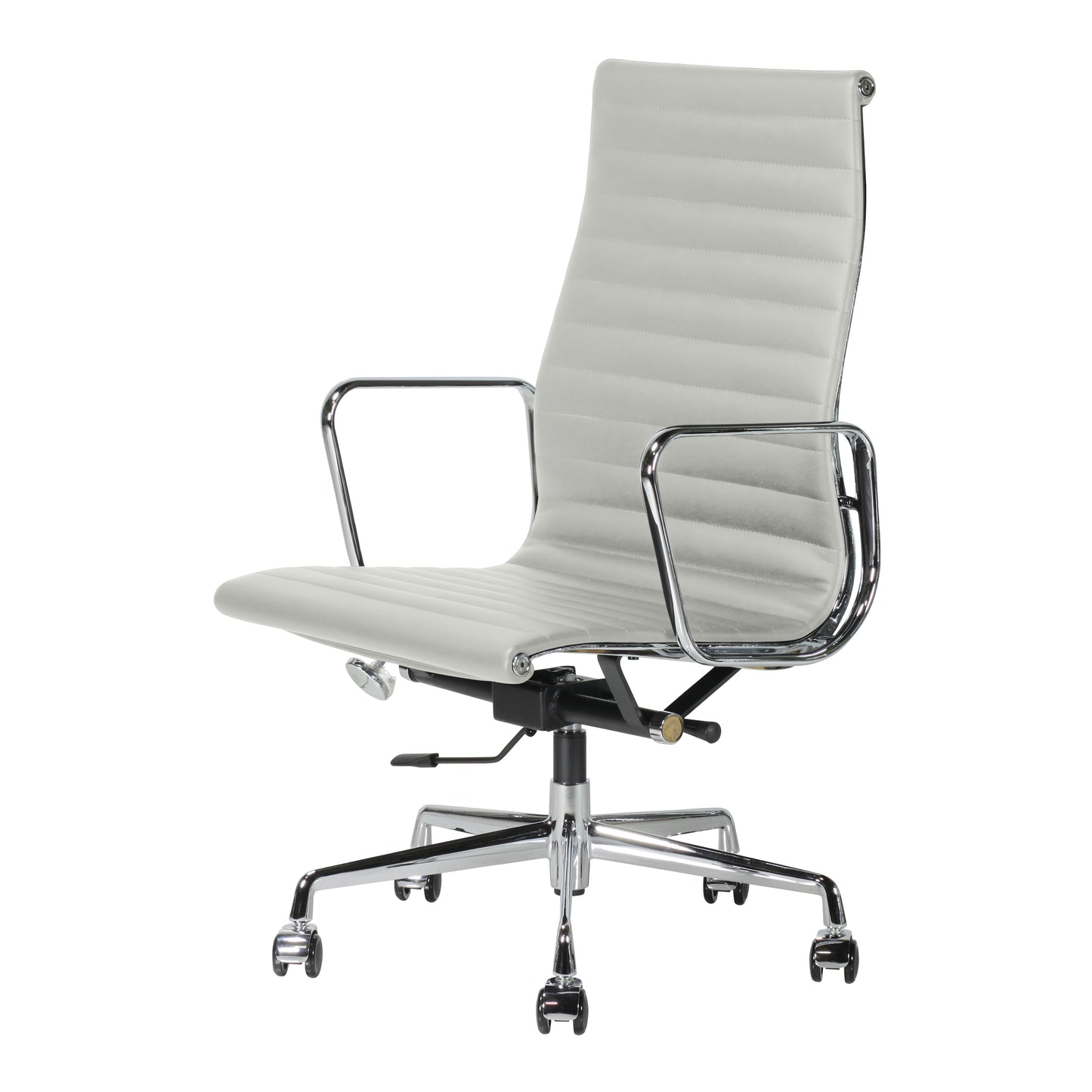 High-backrest chair aluminium style | Milk Leather | Front