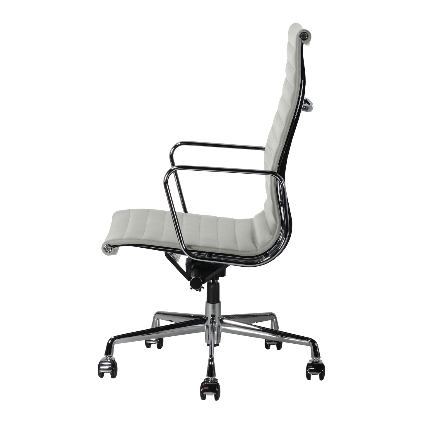 High-backrest chair aluminium style | Milk Leather | Side
