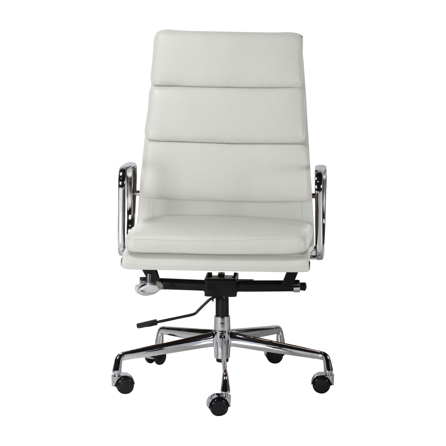 Soft pad chair aluminium style | Milk Leather | Front