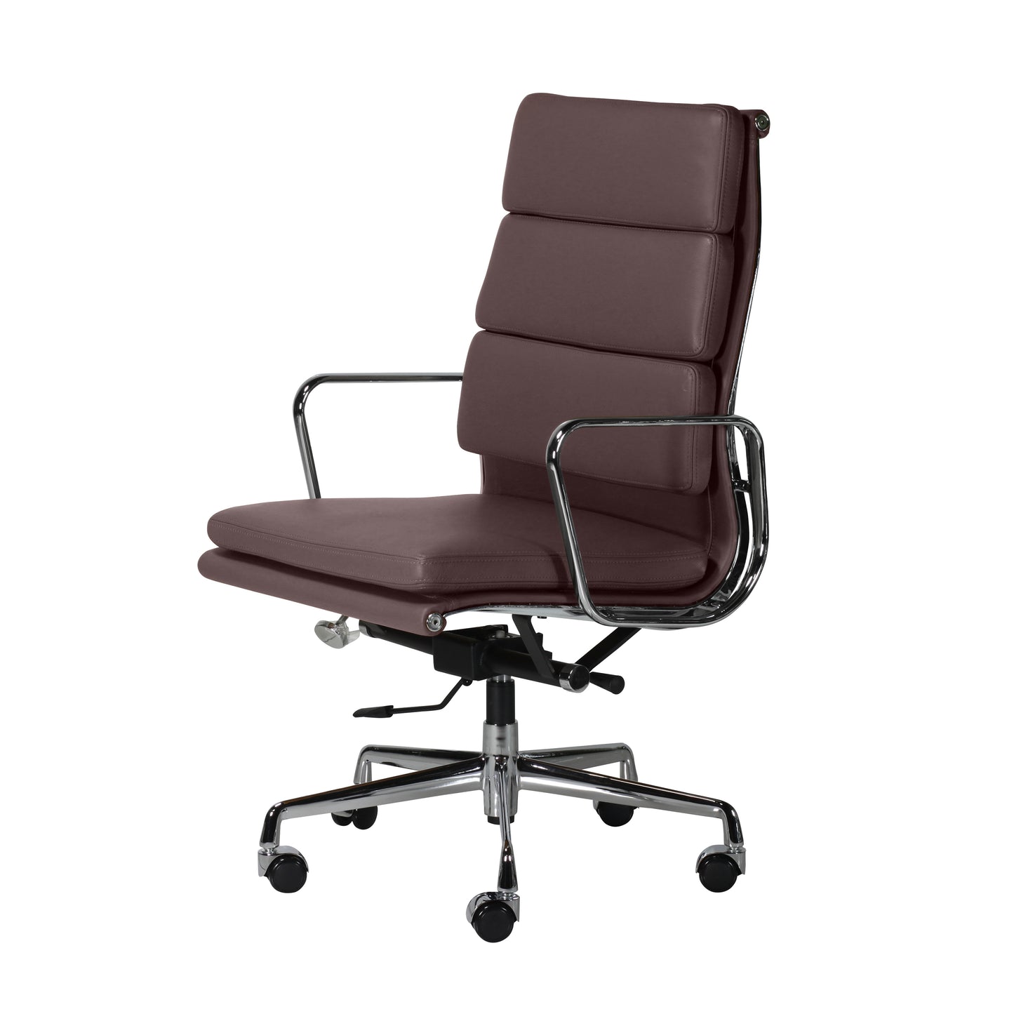 Soft pad chair aluminium style |  Chocolate Leather | Front