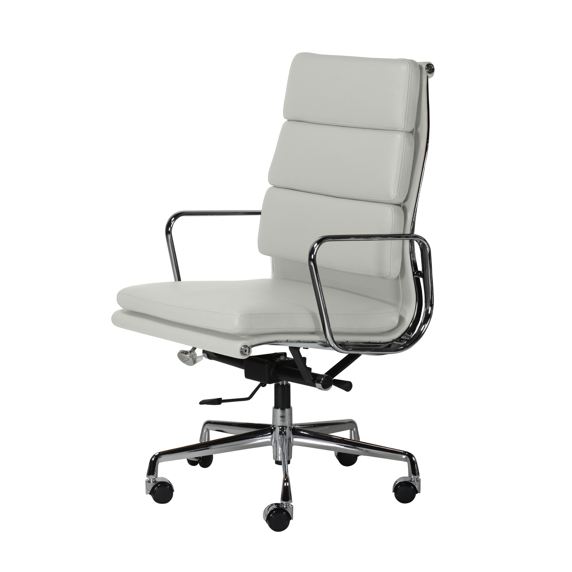 Soft pad chair aluminium style | Milk Leather | Side