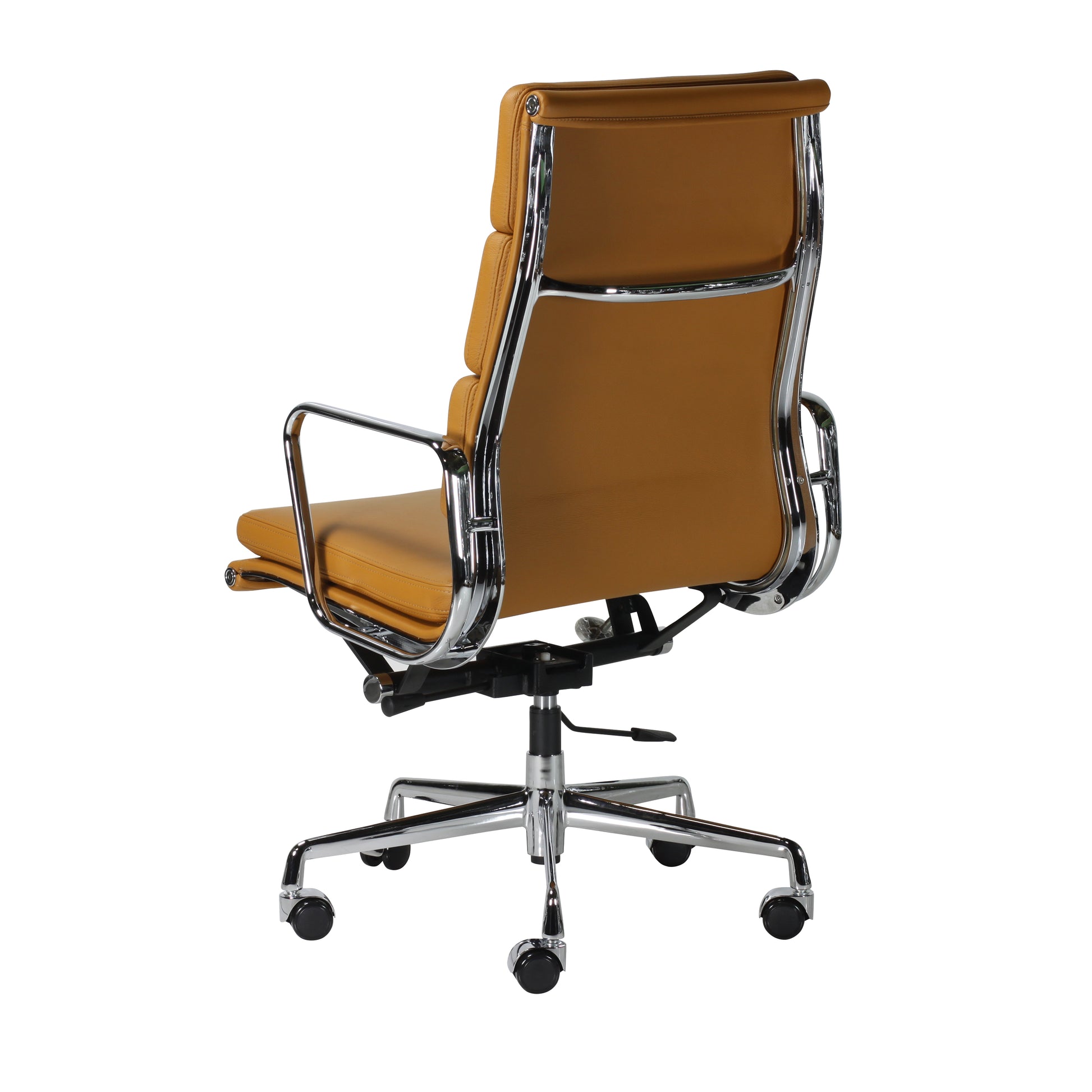 Soft pad chair aluminium style | Cognac Leather | Back