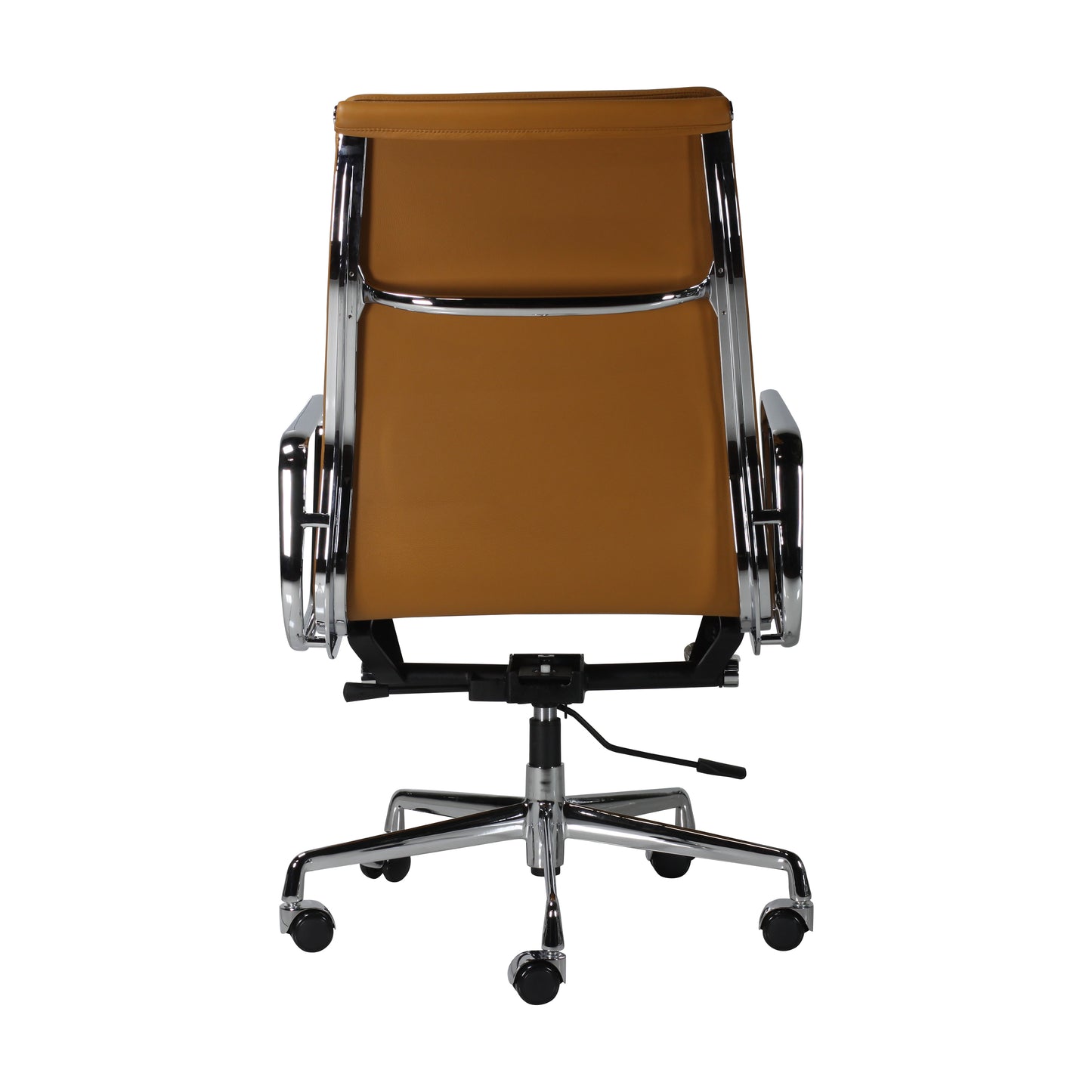 Soft pad chair aluminium style | Cognac Leather | Back