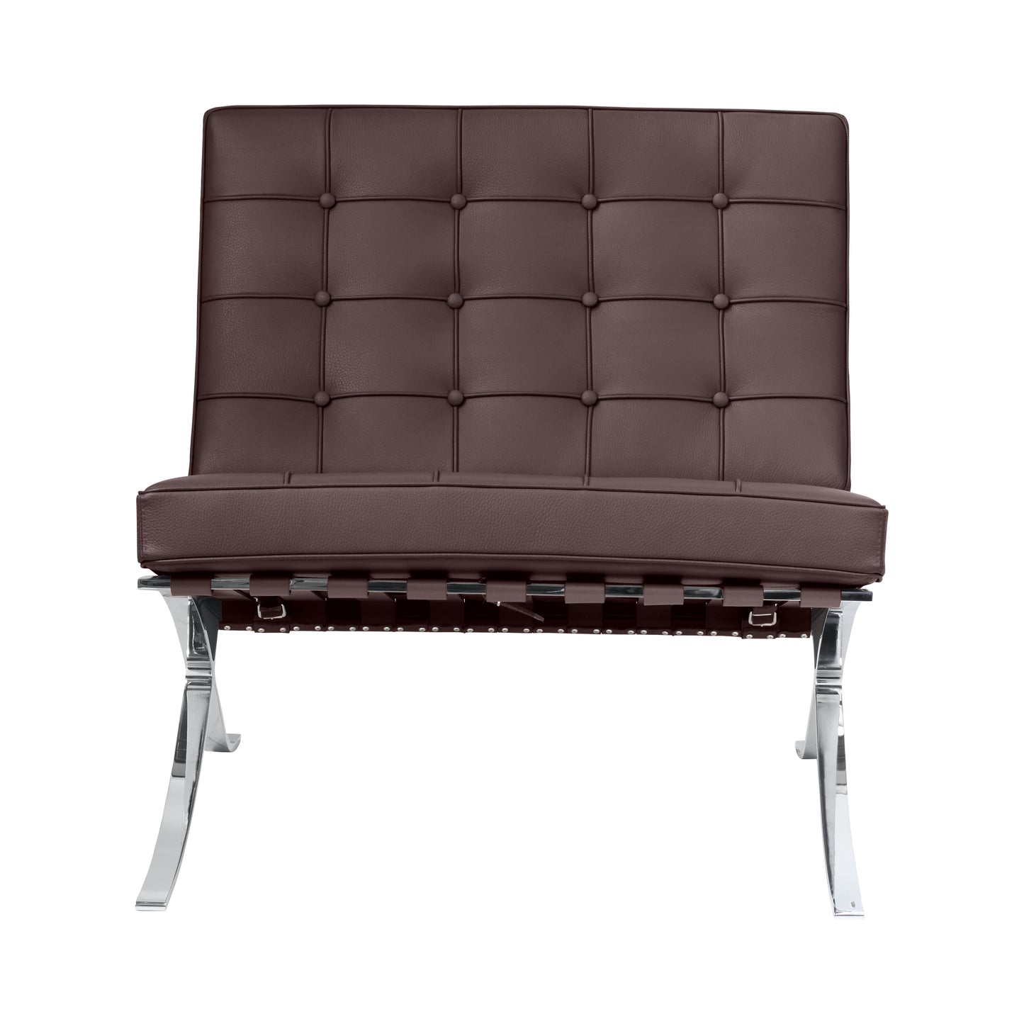 Chair barcelona style | Chocolate Leather | Front