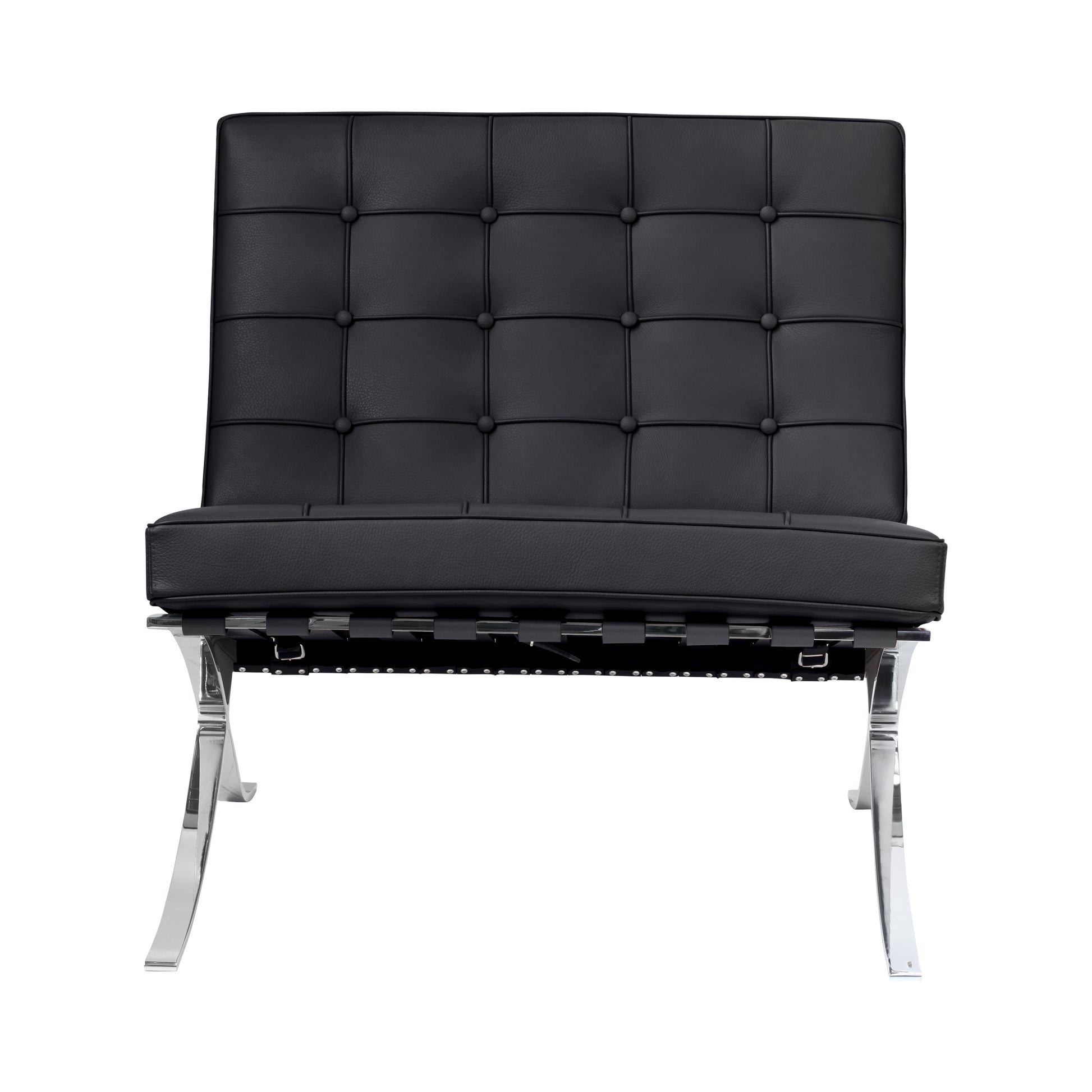 Chair barcelona style | Black Leather | Front 