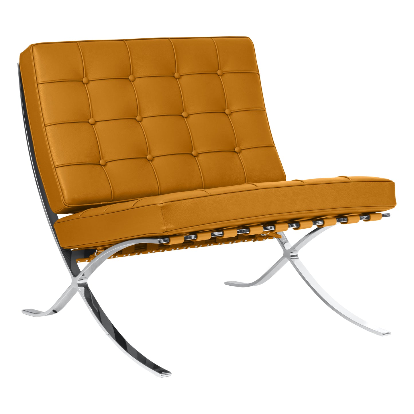 Chair barcelona style | Cognac Leather | Side