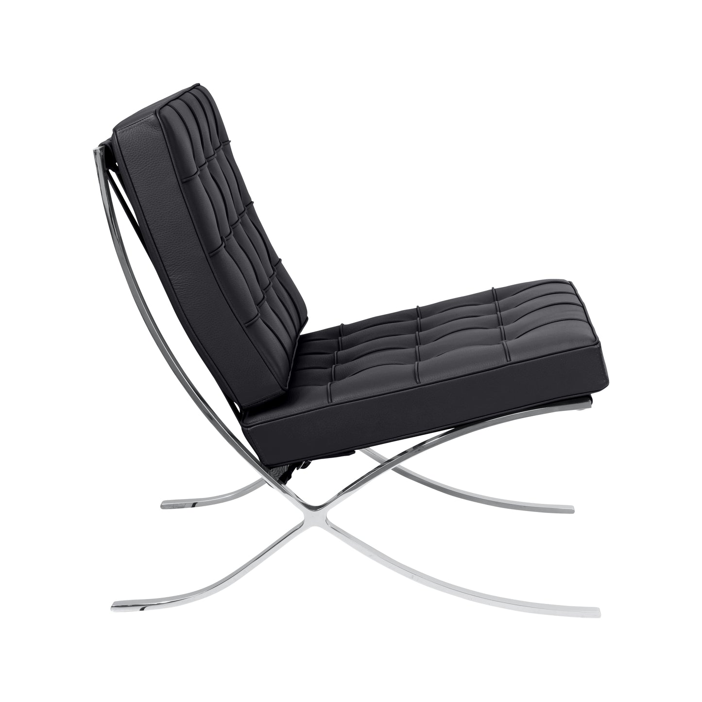 Chair barcelona style | Black Leather | Side 