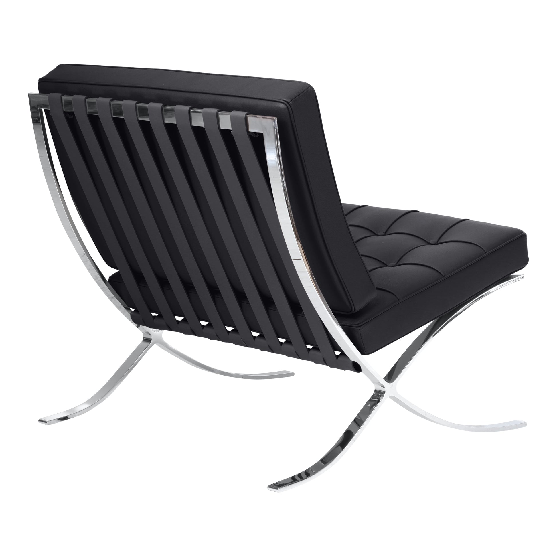 Chair barcelona style | Black Leather | Side