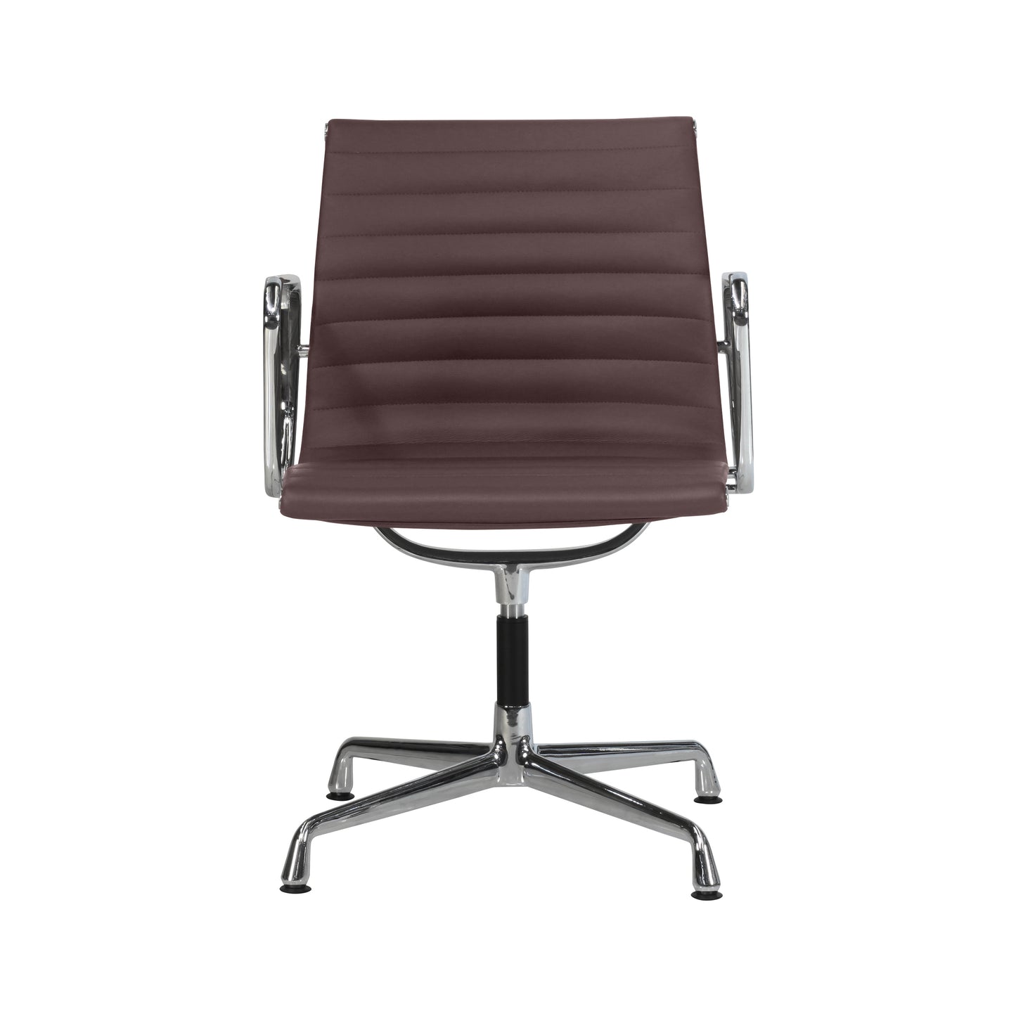 Chair without wheels aluminium style | Chocolate Leather | Front