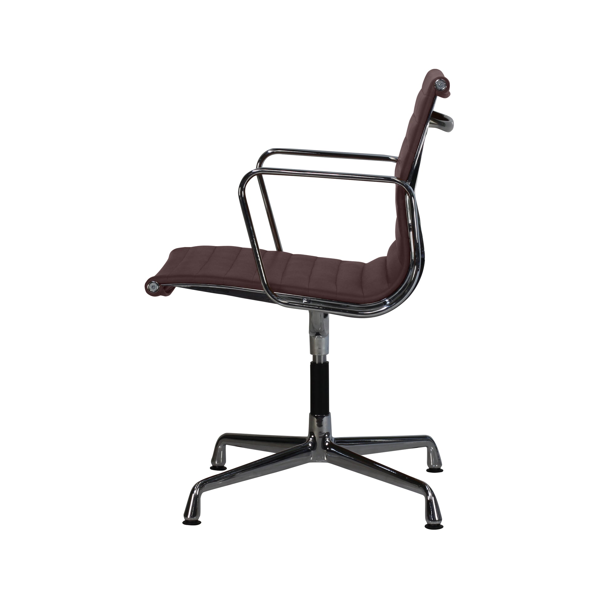 Chair without wheels aluminium style | Chocolate Leather | Side