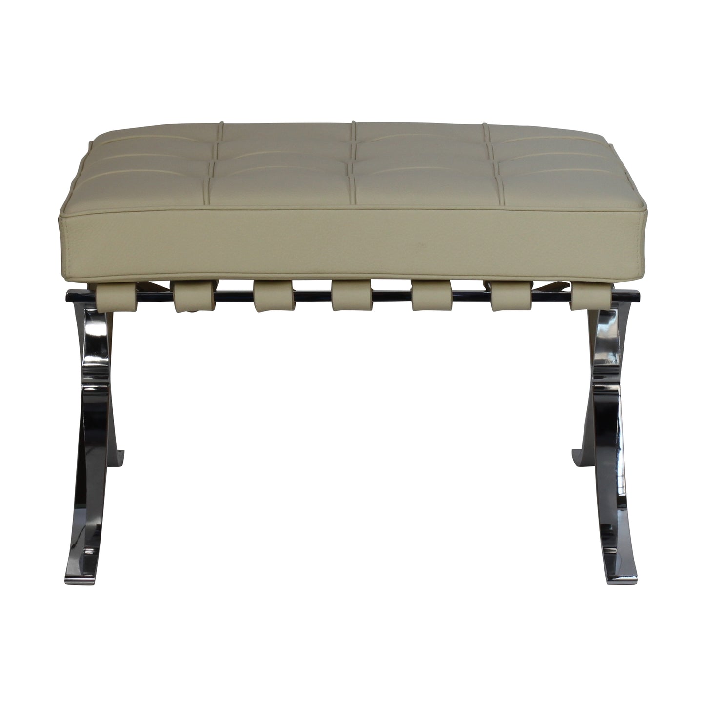 Ottoman barcelona style | Milk Leather | Side