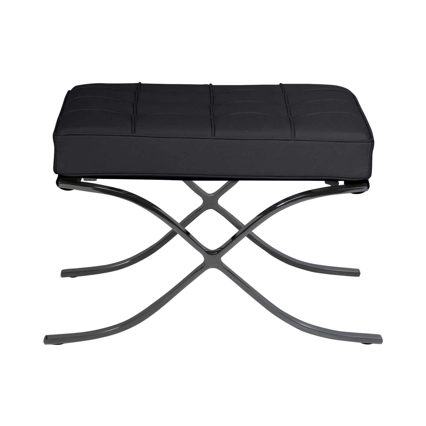 Ottoman barcelona style | Black Leather | Front