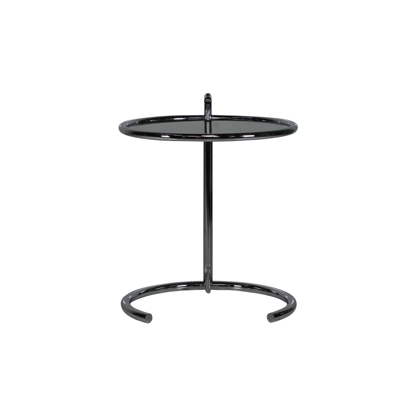 Adjustable table style | Black lacquered smoked glass | Front