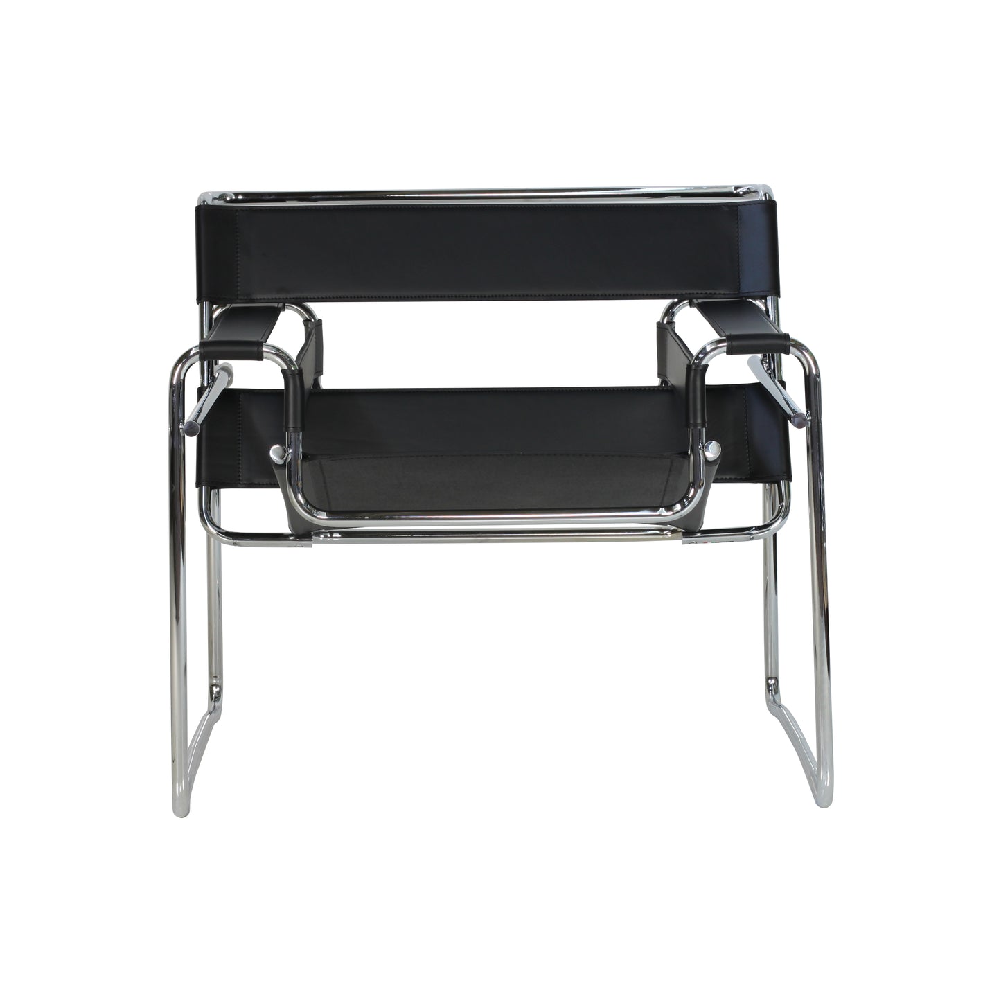 Chair wassily style |  Black  Leather  | Front 