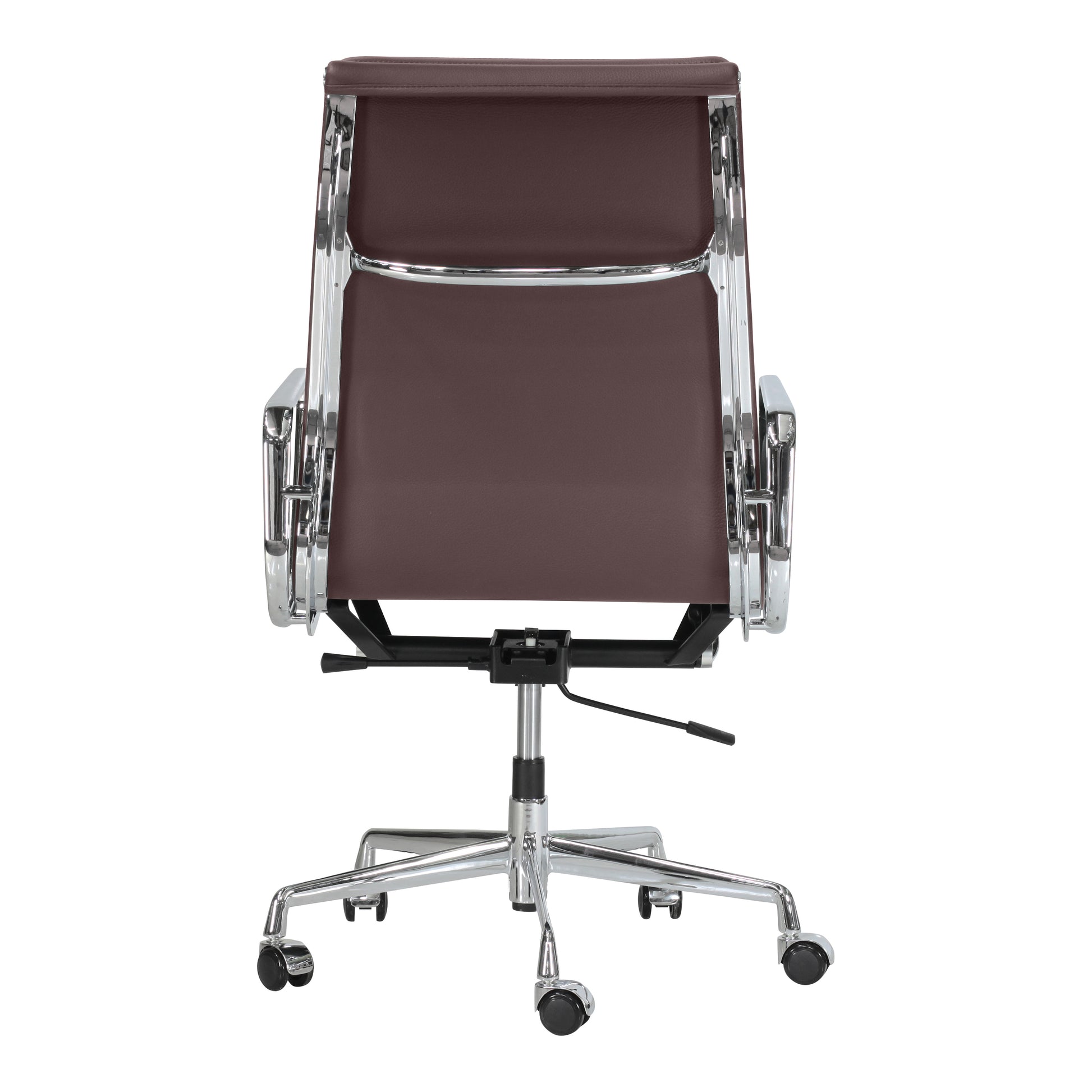 Soft pad chair aluminium style |  Chocolate Leather | Back
