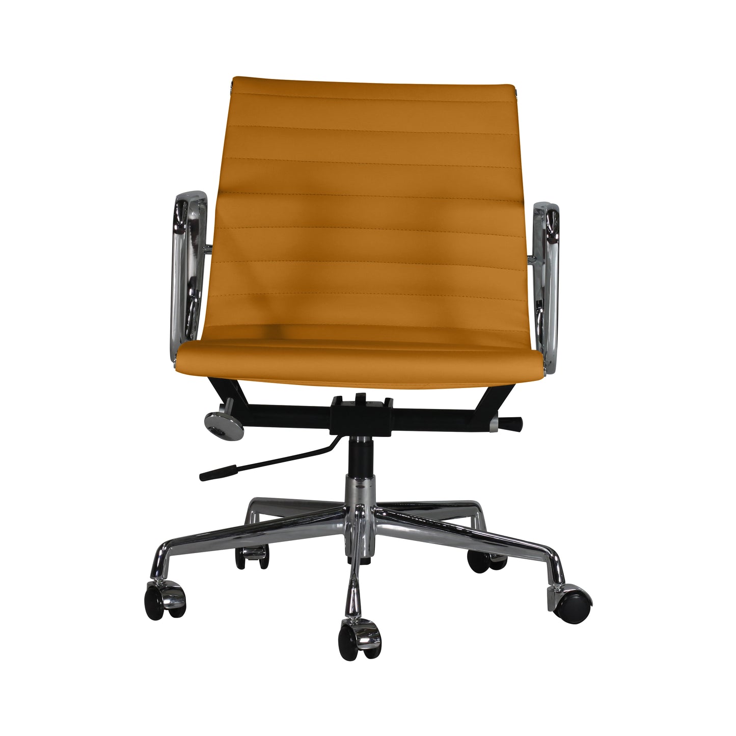 Low-backrest chair aluminium style | Cognac Leather | Front